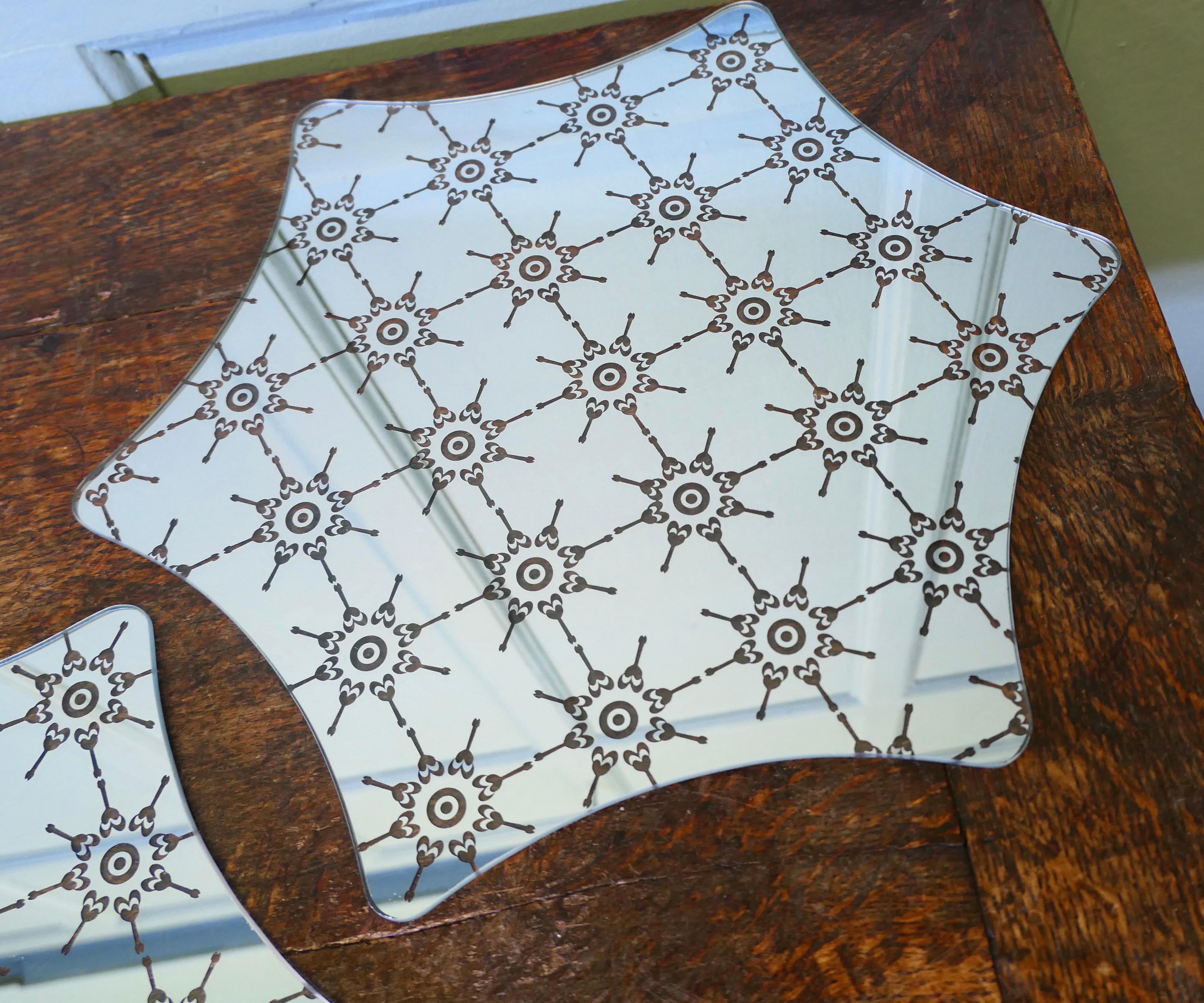 Late 20th Century French Mirrored Sideboard Mats  A lovely trio which sits on your serving table For Sale