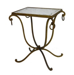 French Mirrored Table Wrought Iron manner of Rene Drouet Art Deco