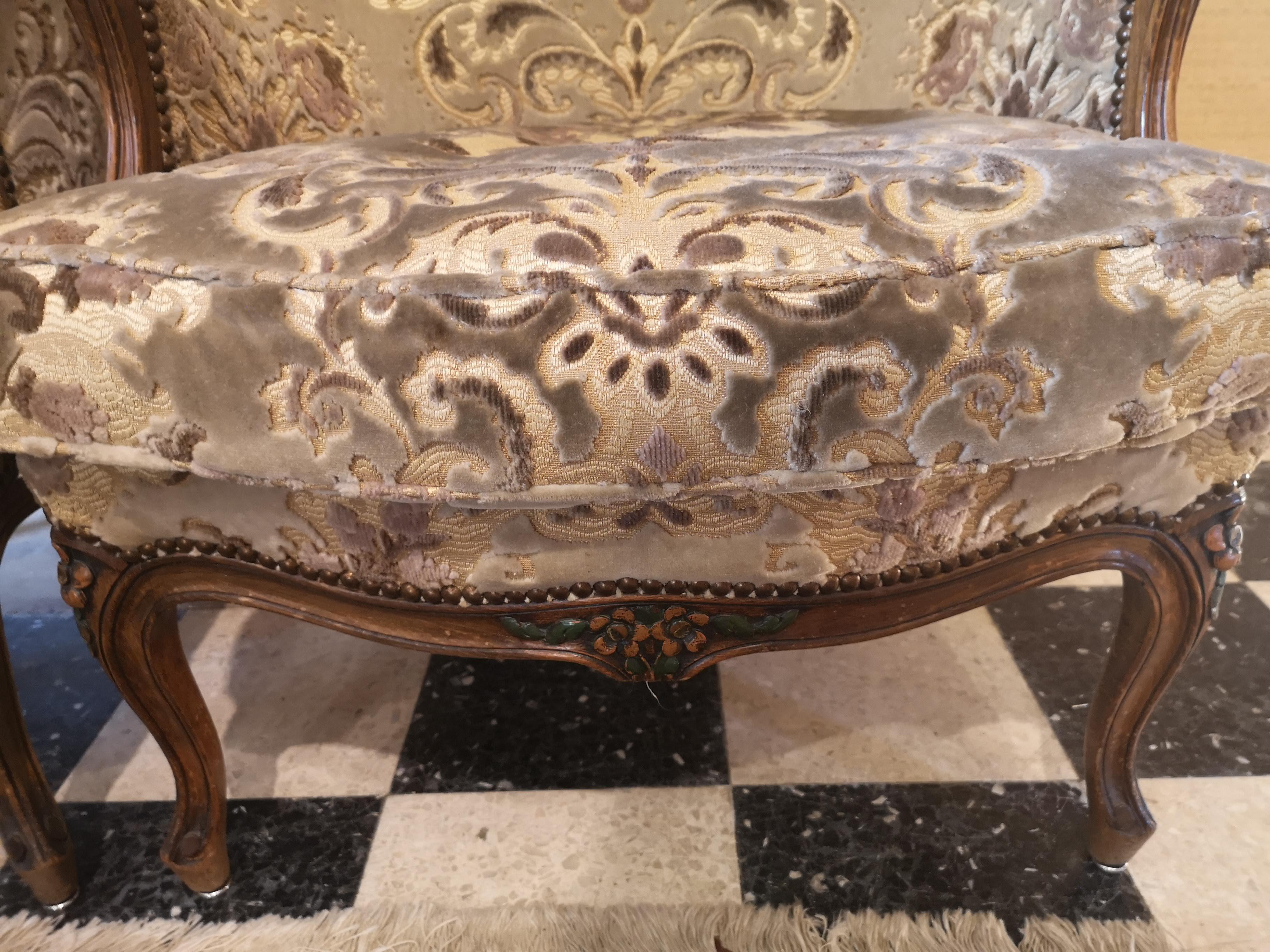French Mis Century Bergères Louis XV Style In Good Condition For Sale In GUÉCÉLARD, FR