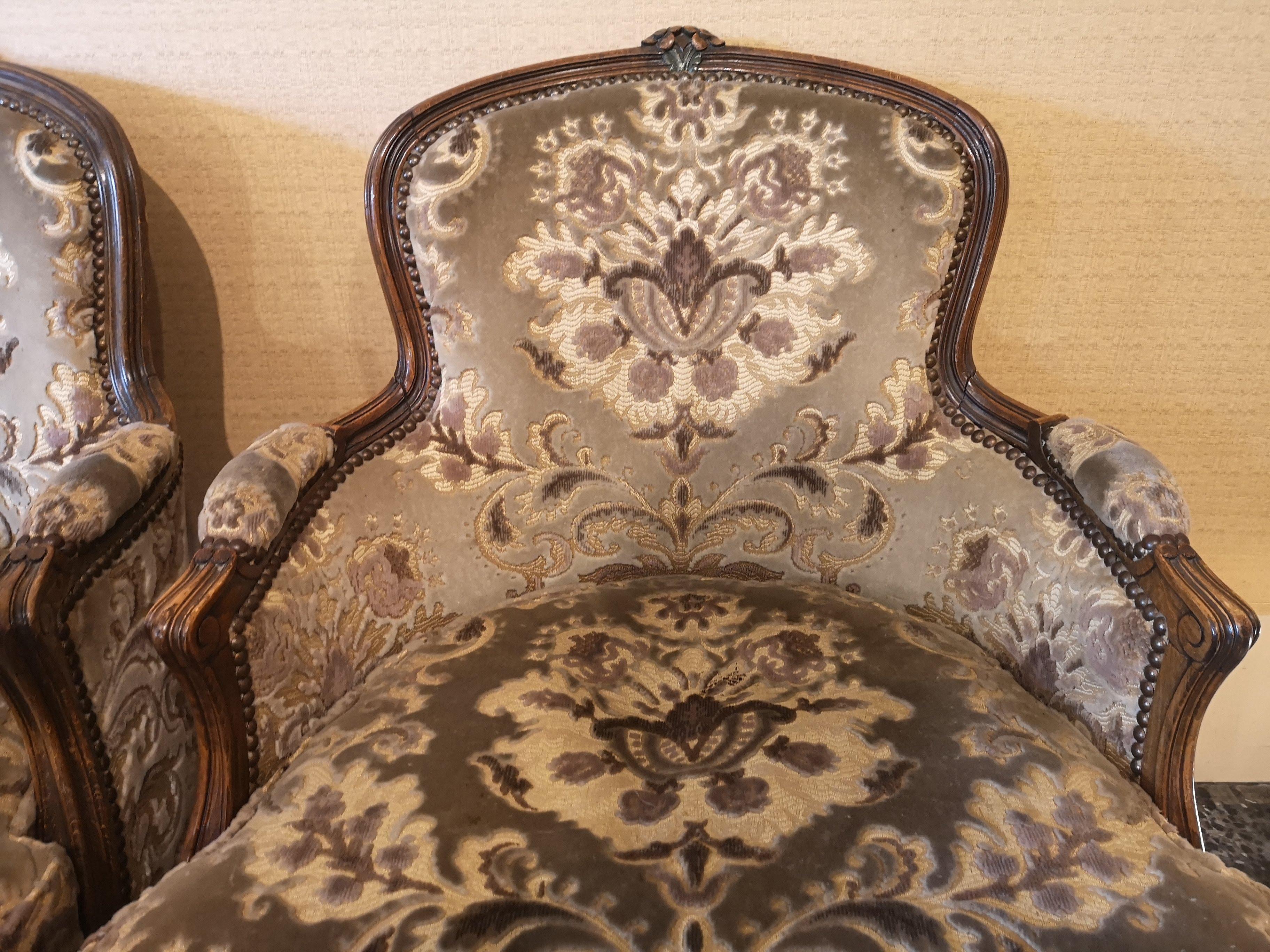Tissu Bergères de style Louis XV de la fin du siècle dernier en vente