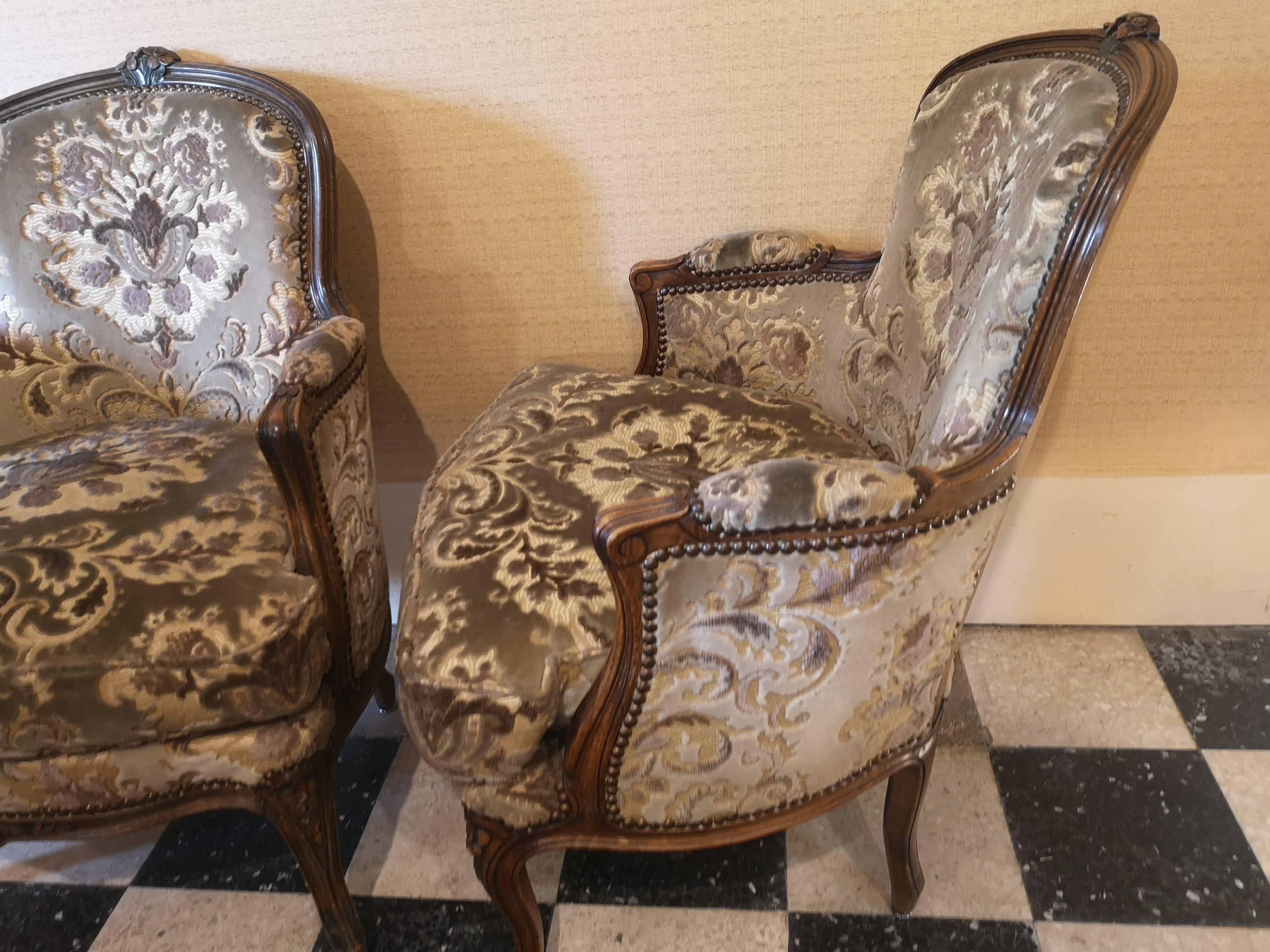 French Mis Century Bergères Louis XV Style For Sale 1