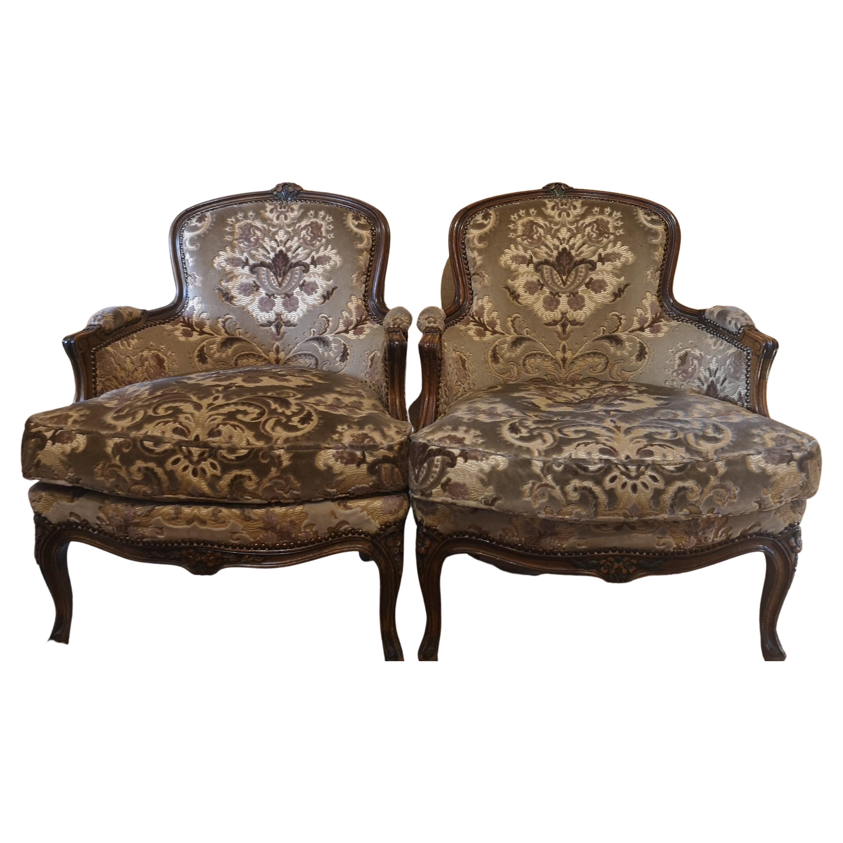 French Mis Century Bergères Louis XV Style For Sale