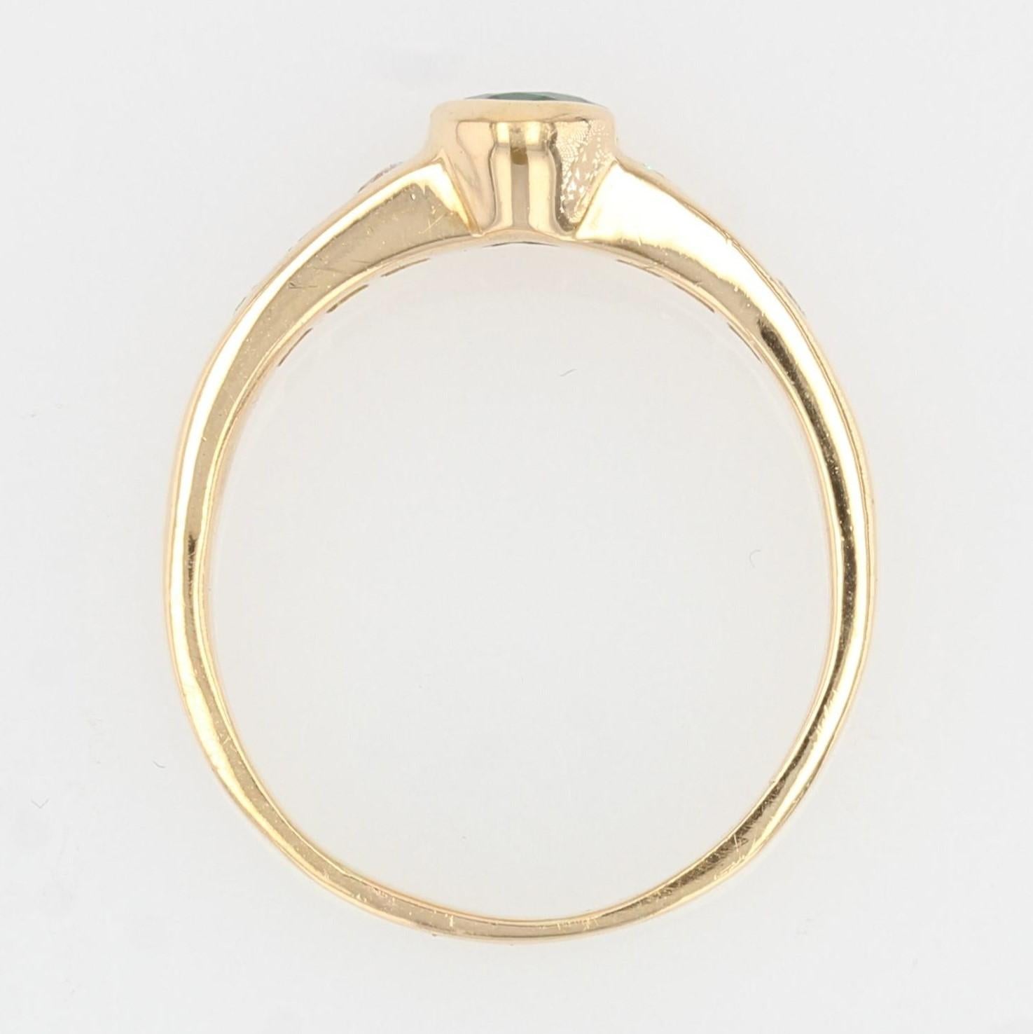 French Modern 0, 60 Carat Emerald Diamonds 18 Karat Yellow Gold Ring 4