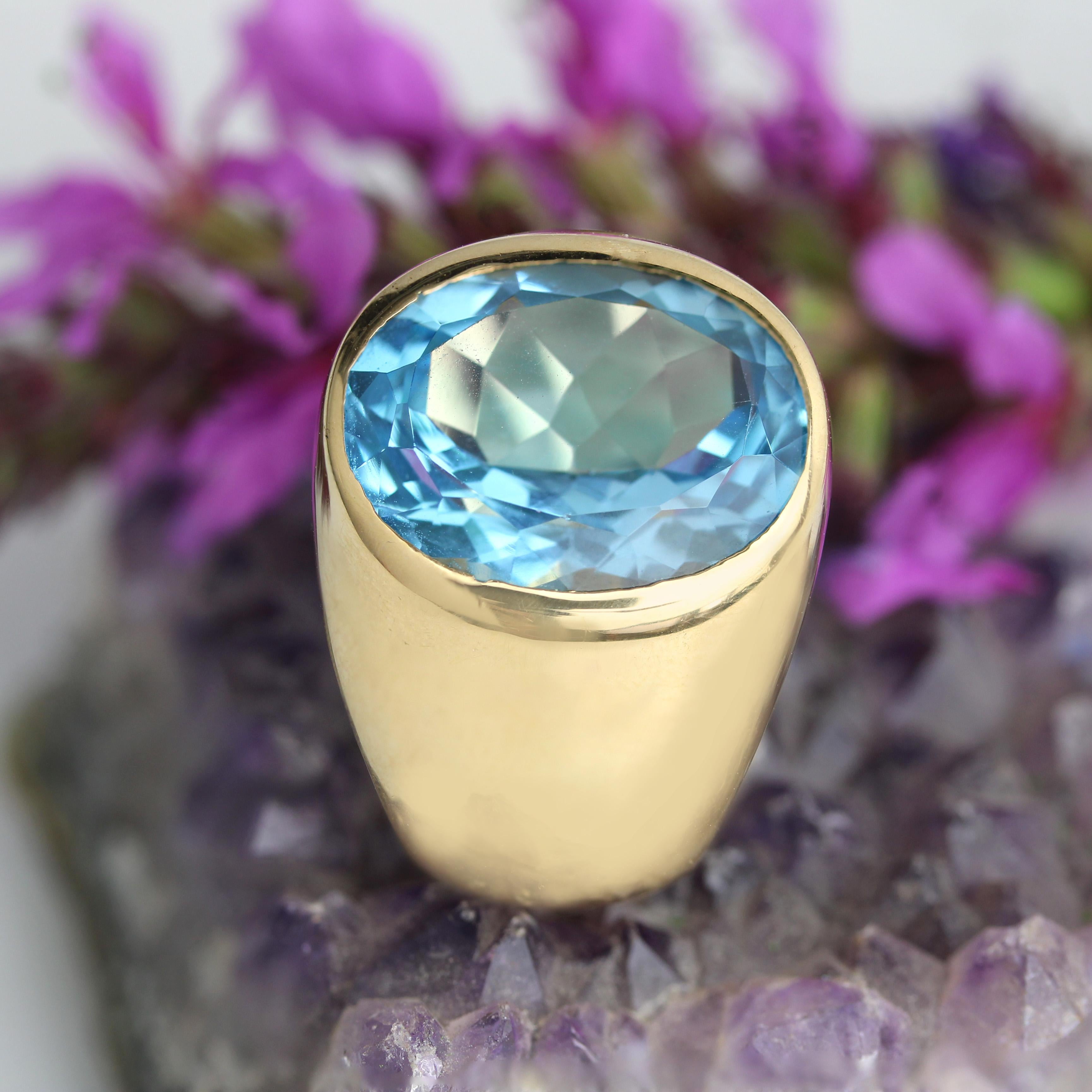 Französische Modernität 10 Karat Topas 18 Karat Gelbgold Armreif Ring im Angebot 4