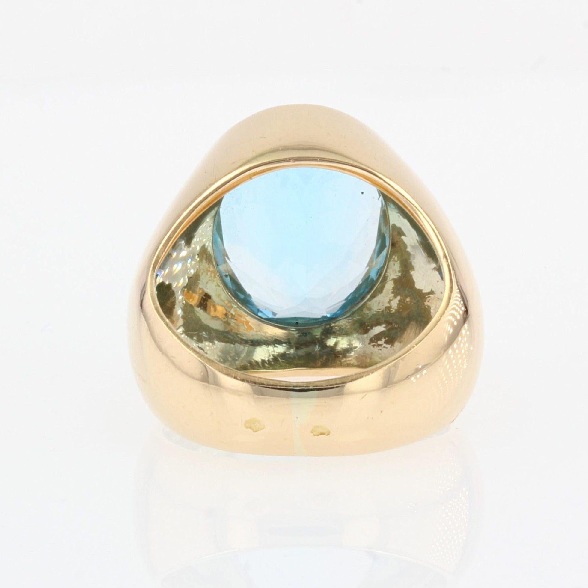 French Modern 10 Carat Topaz 18 Karat Yellow Gold Bangle Ring For Sale 3