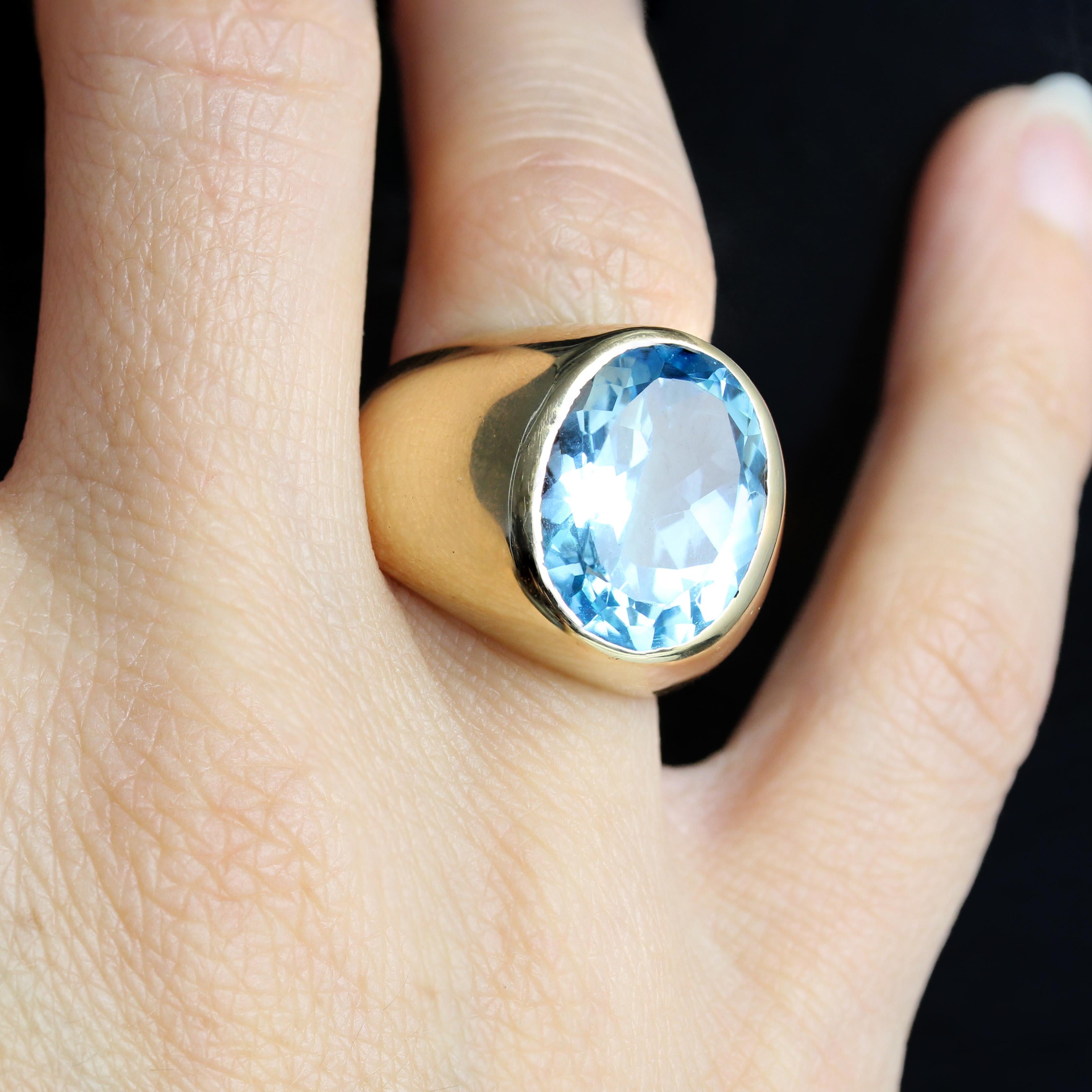 Französische Modernität 10 Karat Topas 18 Karat Gelbgold Armreif Ring im Angebot 6