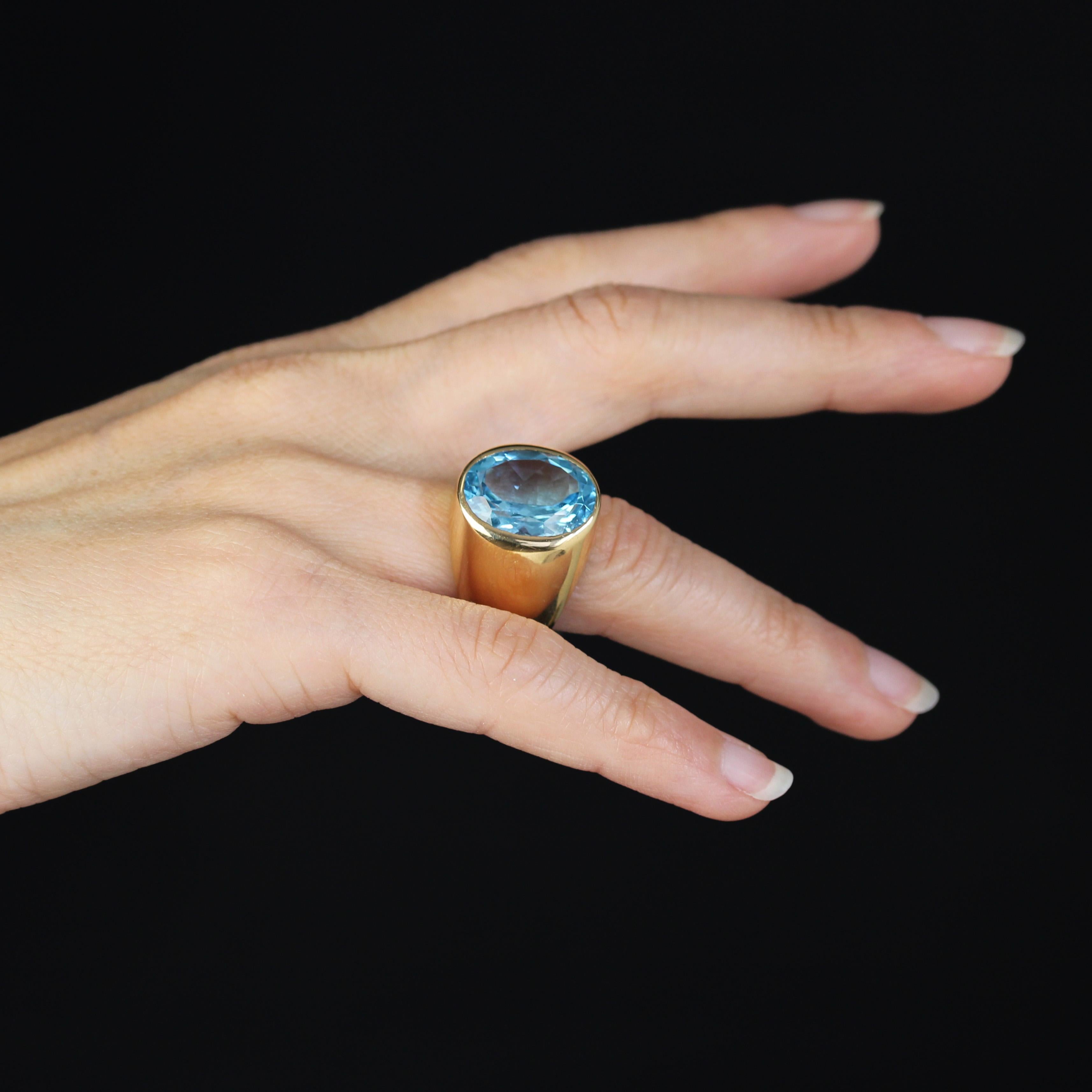 Französische Modernität 10 Karat Topas 18 Karat Gelbgold Armreif Ring im Angebot 7