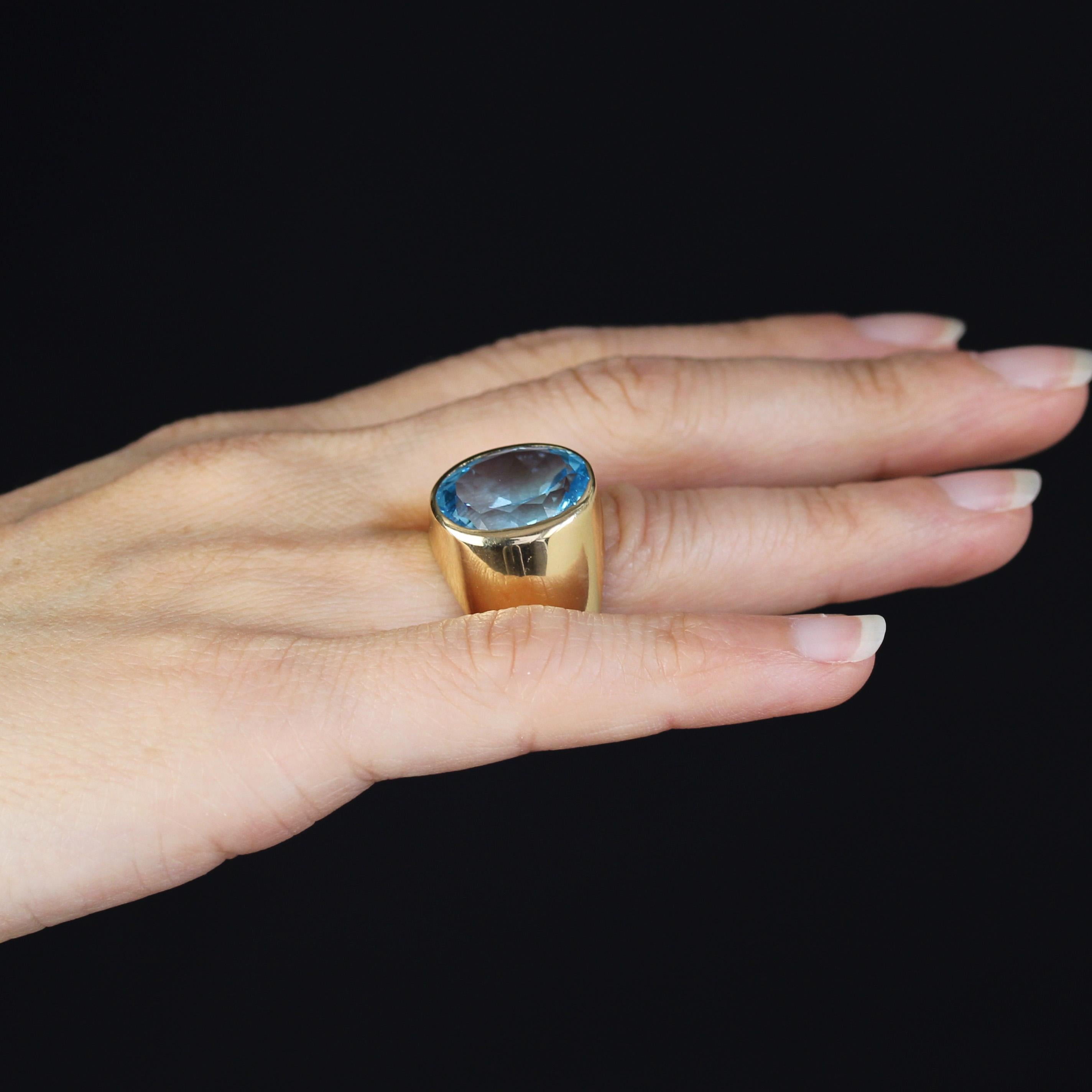 Französische Modernität 10 Karat Topas 18 Karat Gelbgold Armreif Ring im Angebot 10