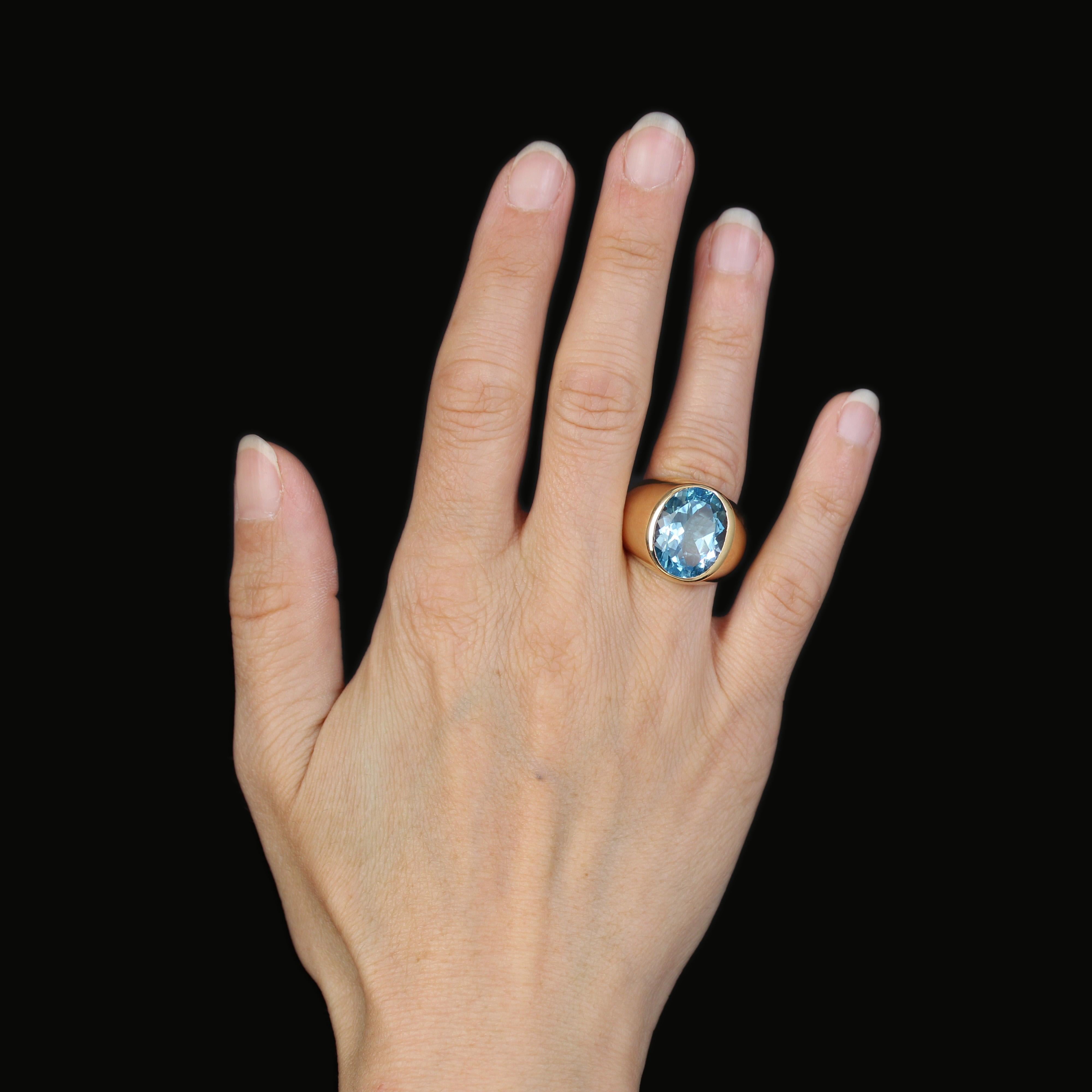 Französische Modernität 10 Karat Topas 18 Karat Gelbgold Armreif Ring im Angebot 11