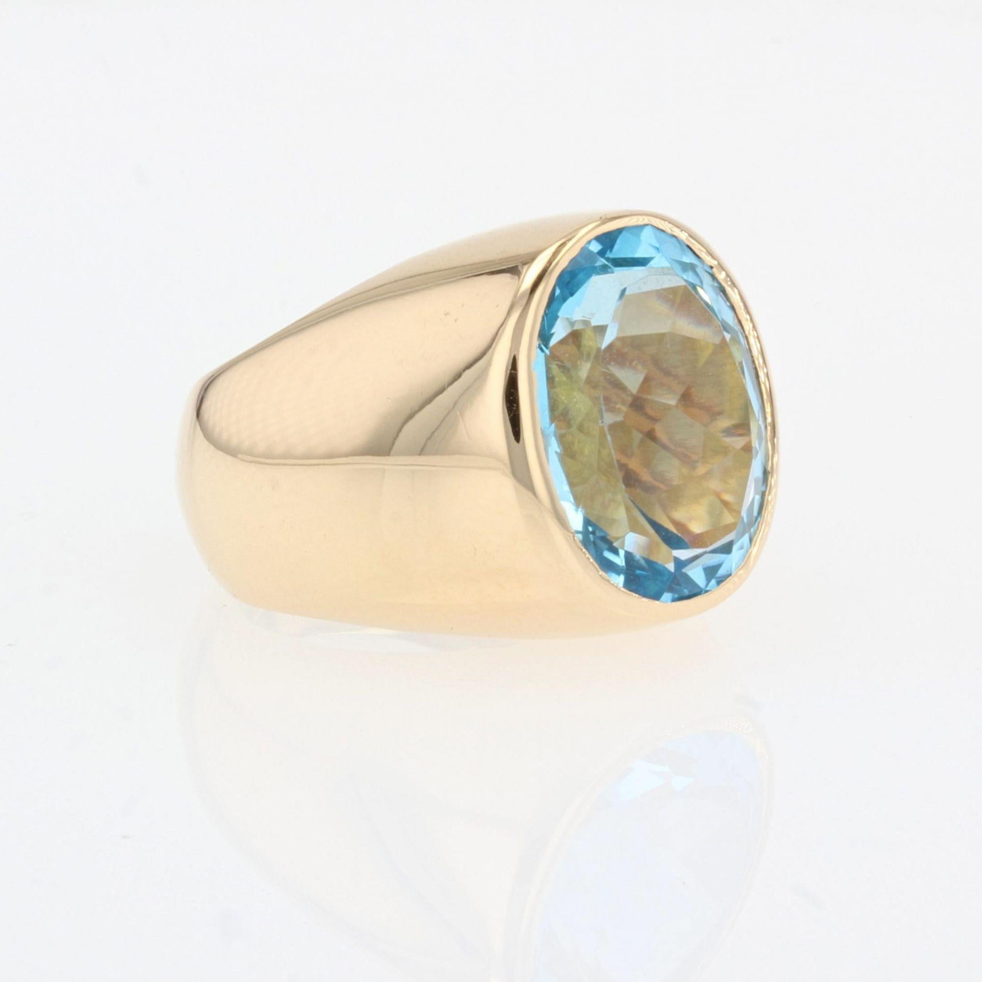 Women's French Modern 10 Carat Topaz 18 Karat Yellow Gold Bangle Ring For Sale