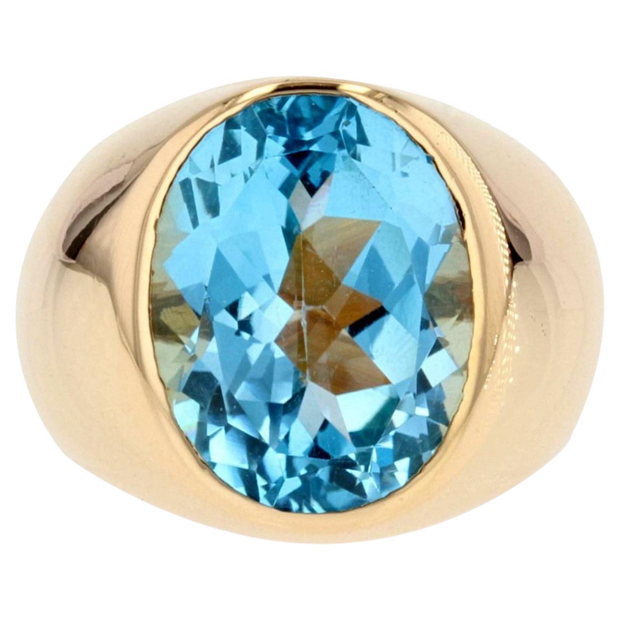 Anillo Brazalete Francés Moderno Topacio 10 Quilates Oro Amarillo 18 Kilates