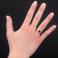 French Modern 1, 02 Carat Tsavorite Garnet Princess-Cut Diamonds White Gold Ring