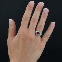 French Modern 1, 22 Carat Ruby Diamonds Platinum Ring