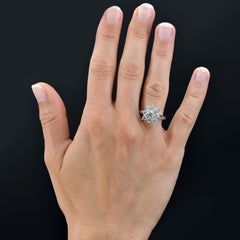 French Modern 1.67 Carats Diamonds Platinum Square Daisy Cluster Ring