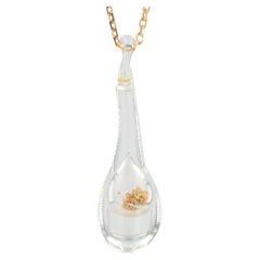 French Modern 18 Karat Gold Chain Glass and Gold Glitter Pendant