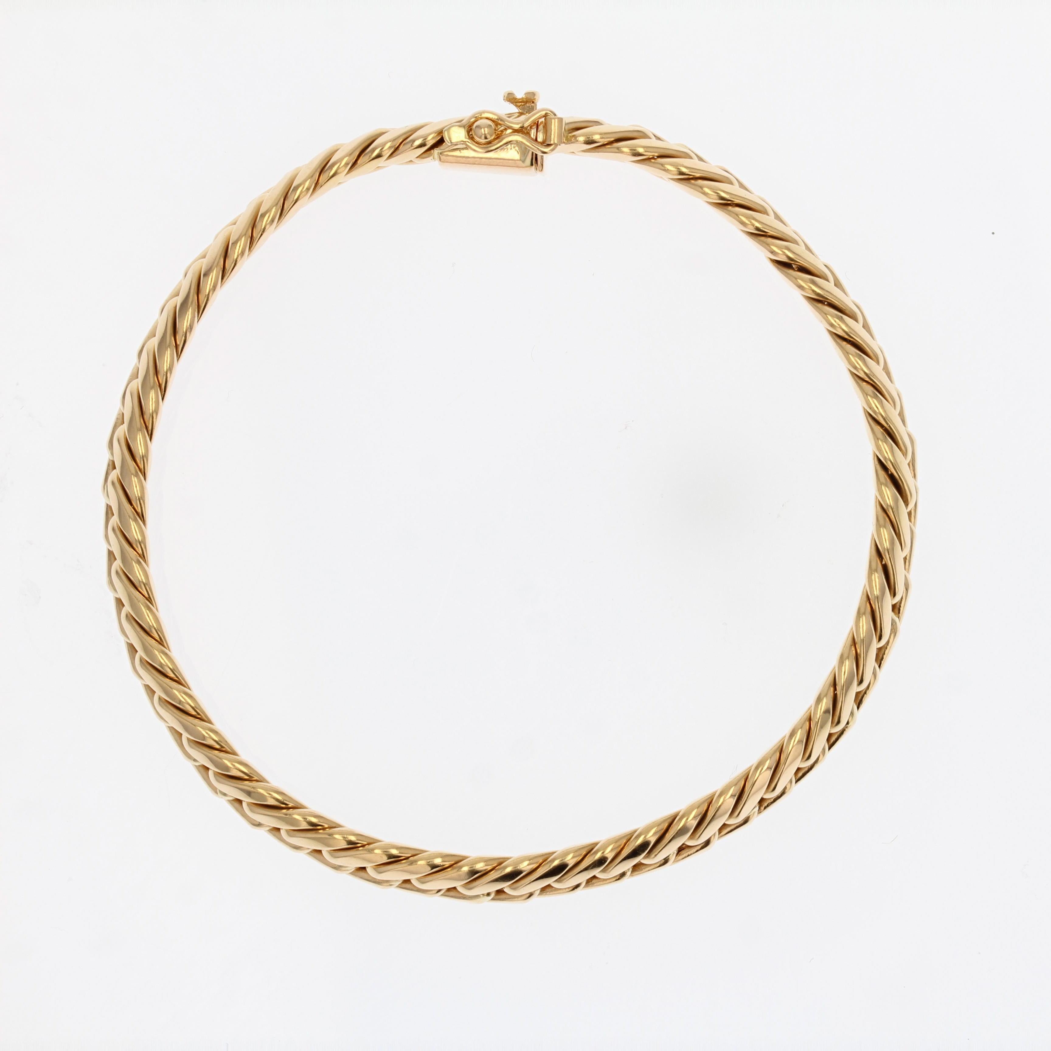 French Modern 18 Karat Yellow Gold Curb Bracelet In Good Condition In Poitiers, FR
