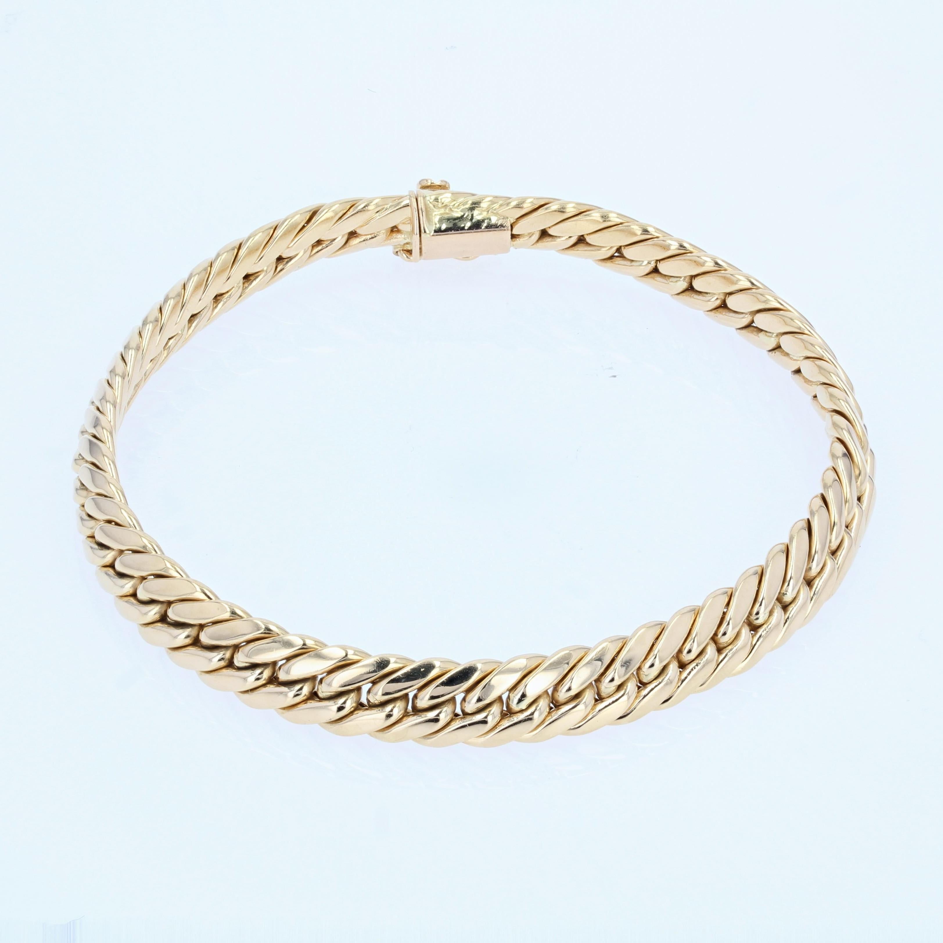 Women's or Men's French Modern 18 Karat Yellow Gold Curb Bracelet