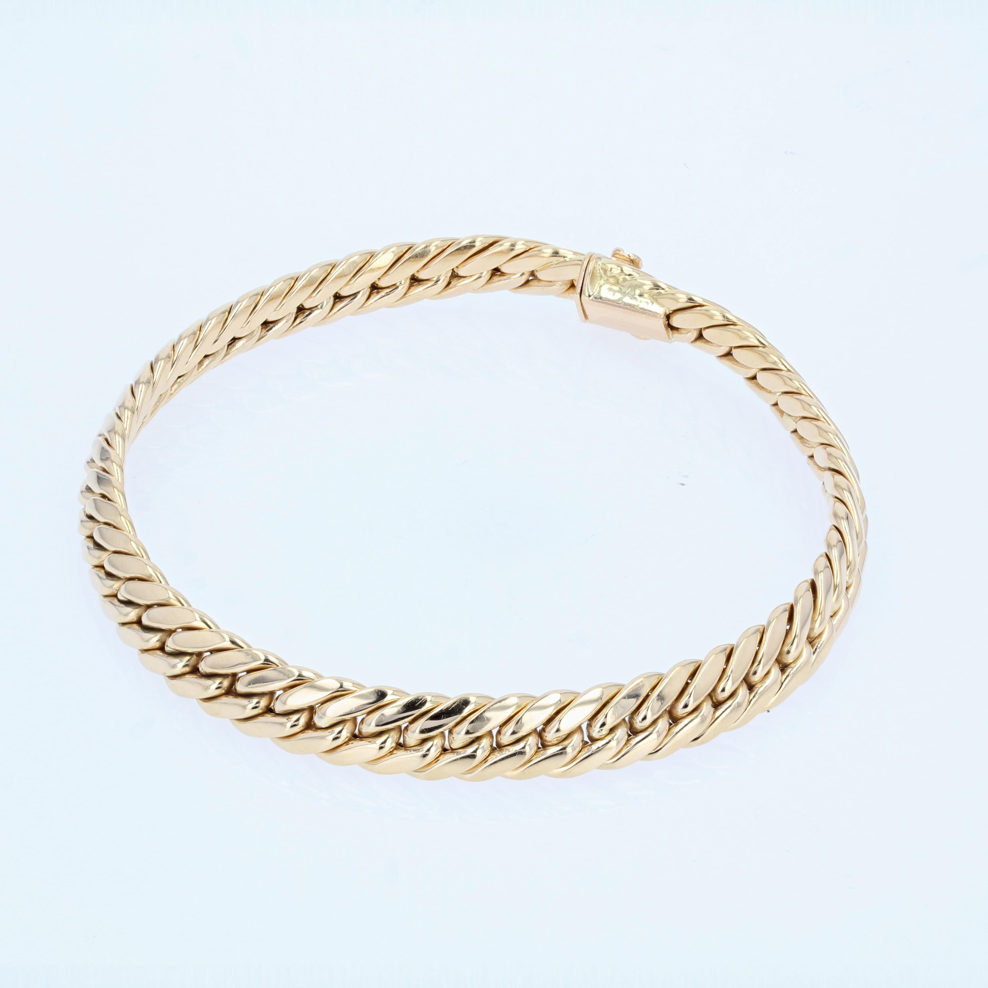 French Modern 18 Karat Yellow Gold Curb Bracelet 1