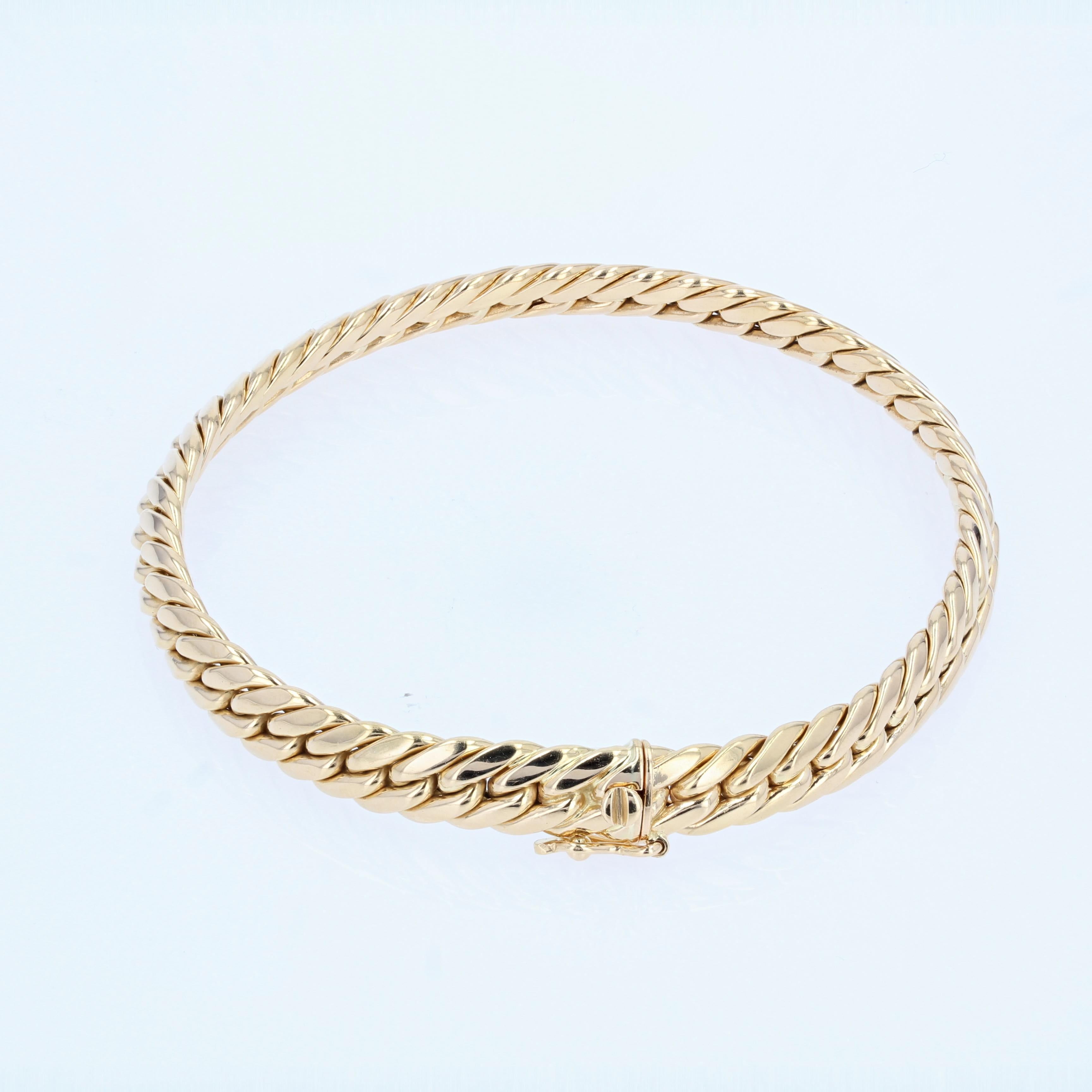 French Modern 18 Karat Yellow Gold Curb Bracelet 5