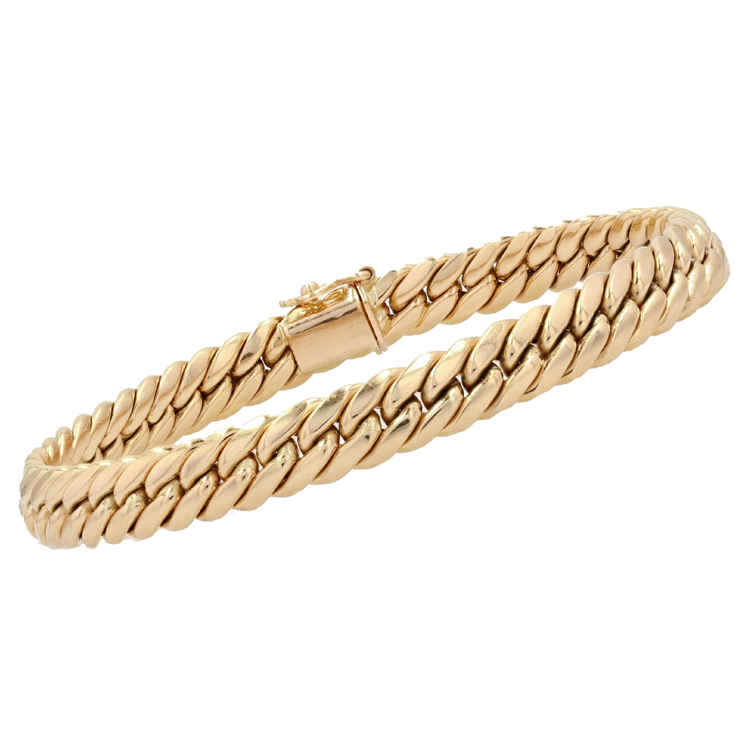 French Modern 18 Karat Yellow Gold Curb Bracelet