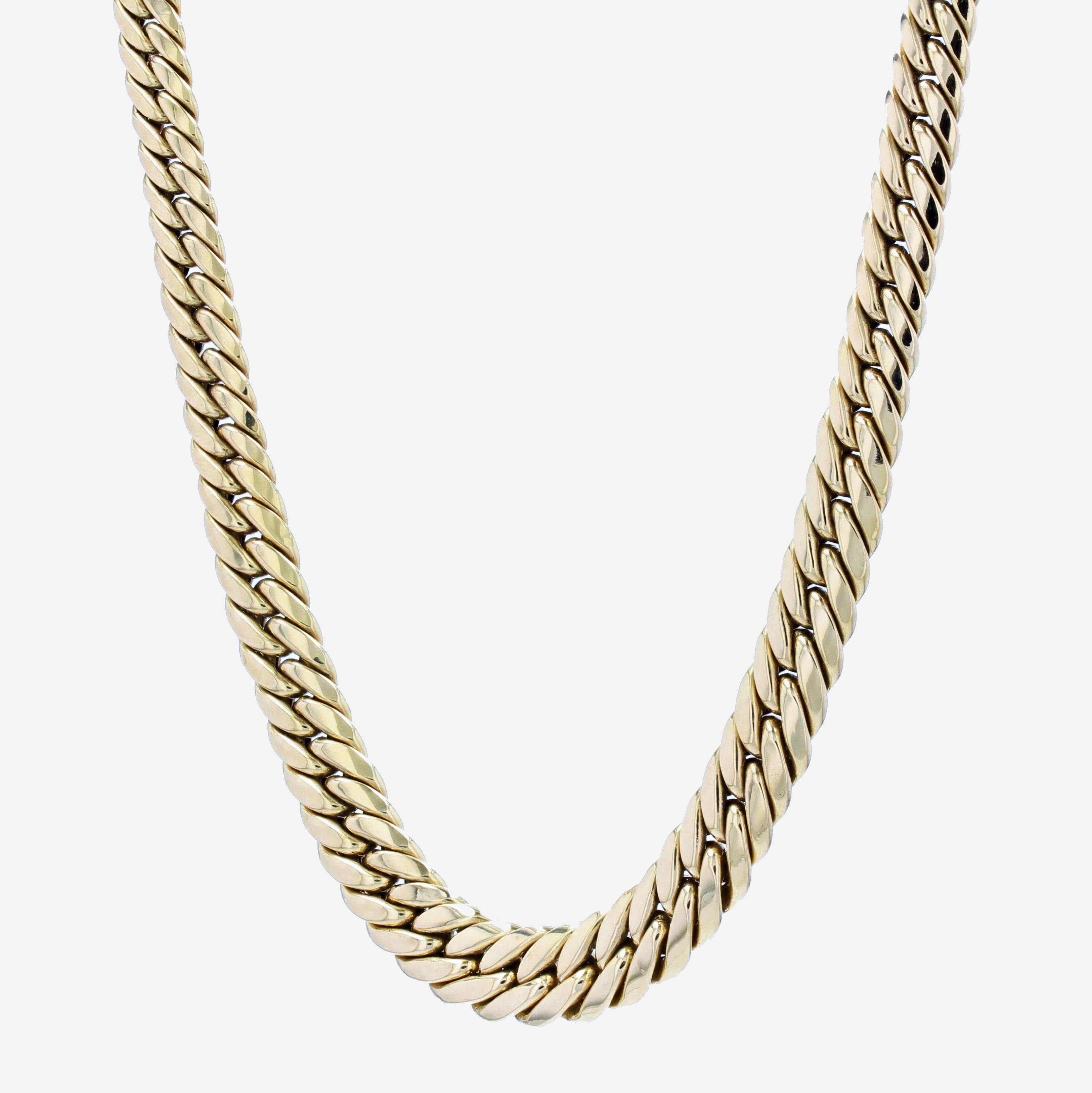 French Modern 18 Karat Yellow Gold Curb Mesh Necklace In Good Condition In Poitiers, FR