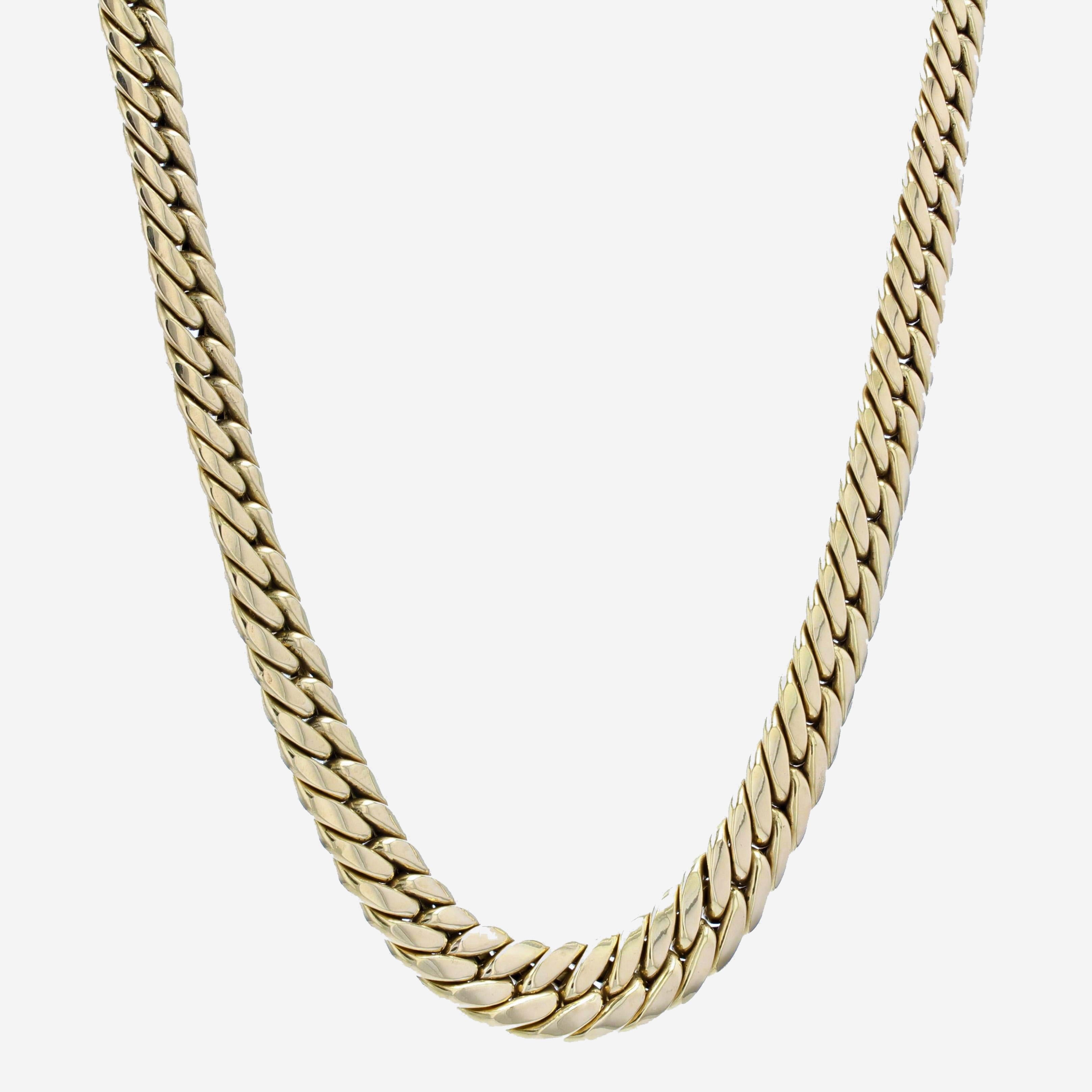 Women's or Men's French Modern 18 Karat Yellow Gold Curb Mesh Necklace