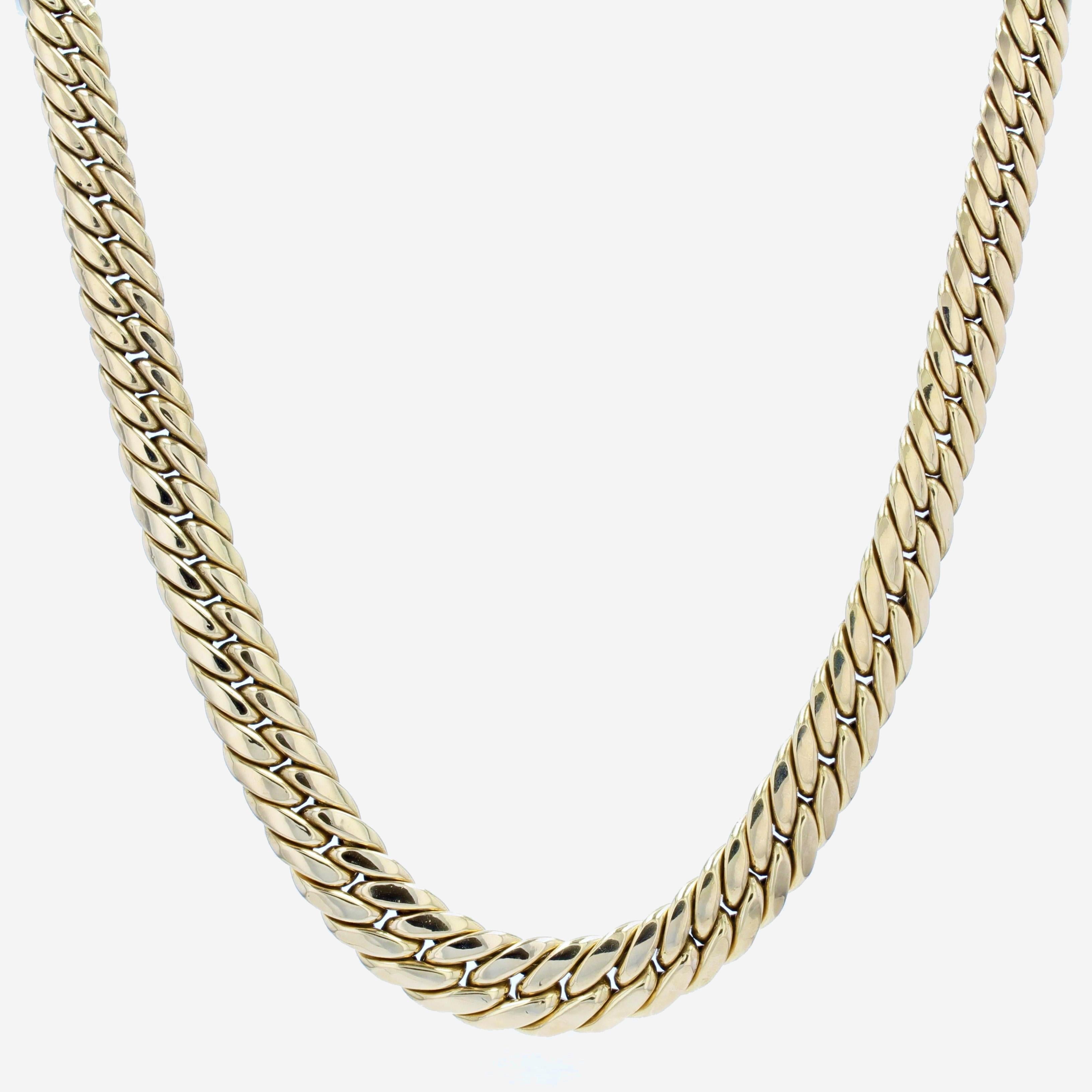 French Modern 18 Karat Yellow Gold Curb Mesh Necklace 1