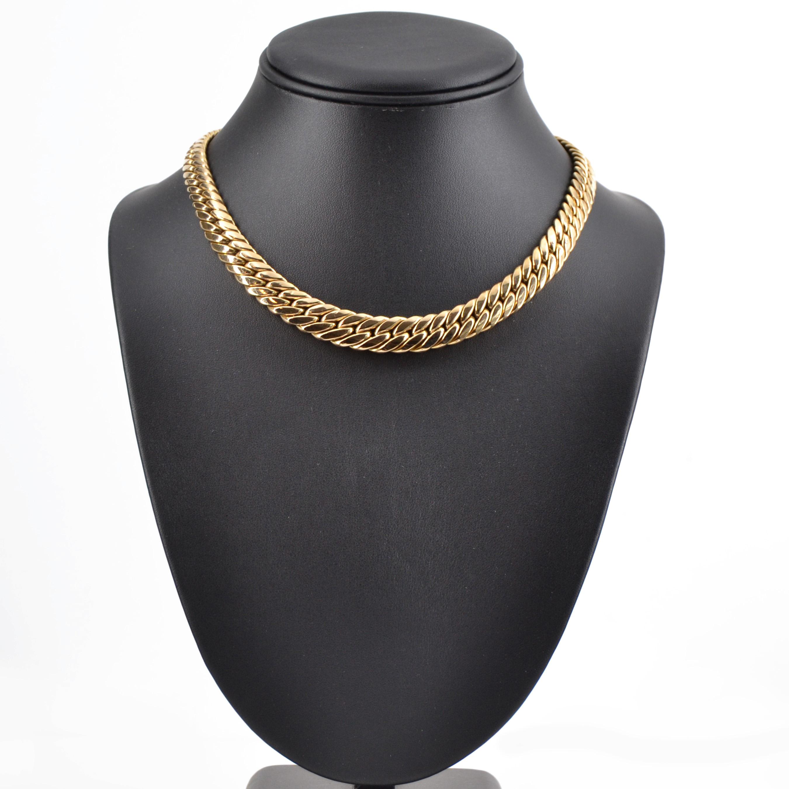 French Modern 18 Karat Yellow Gold Curb Mesh Necklace 3