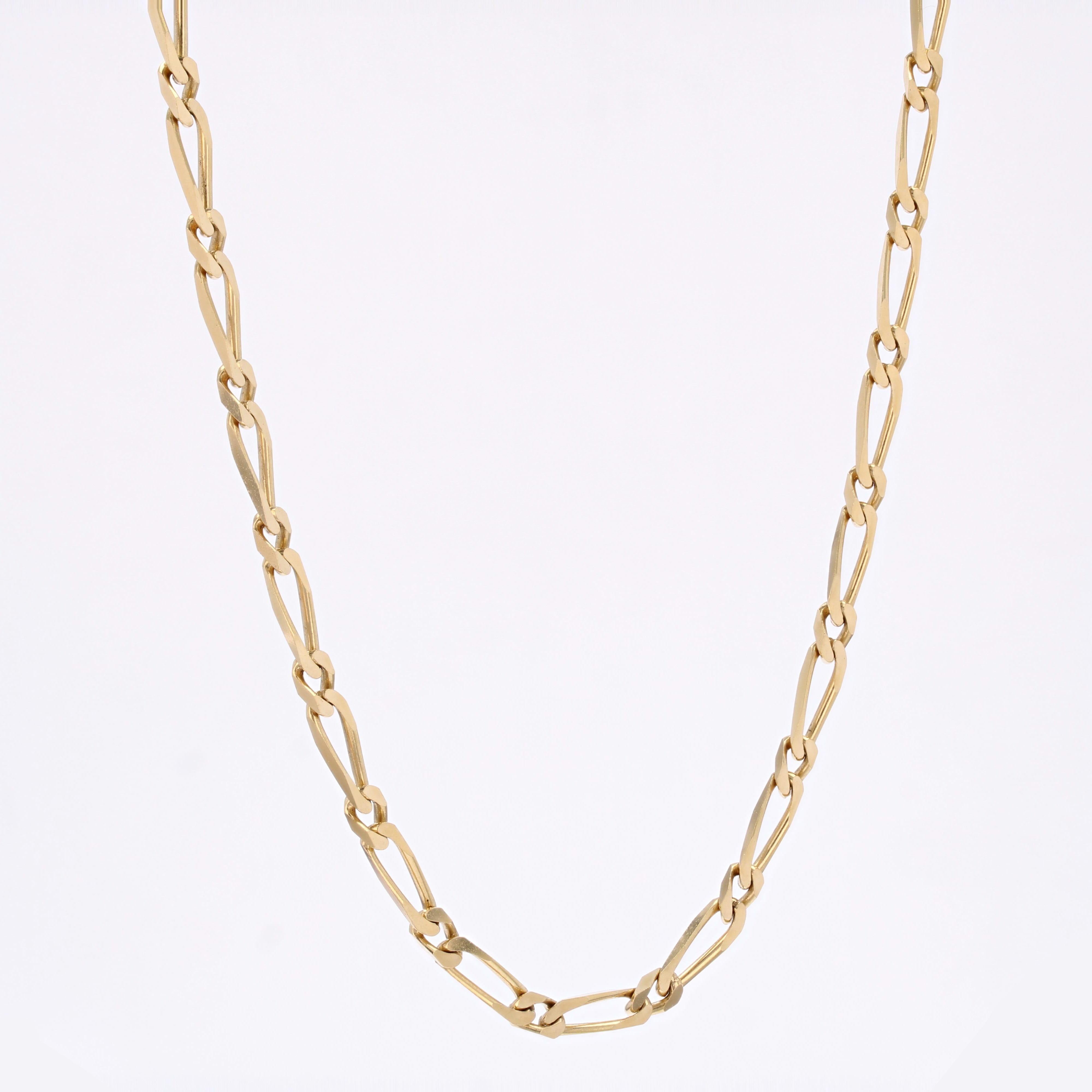 Collier moderne français en or jaune 18 carats à maillons alternés Bon état - En vente à Poitiers, FR