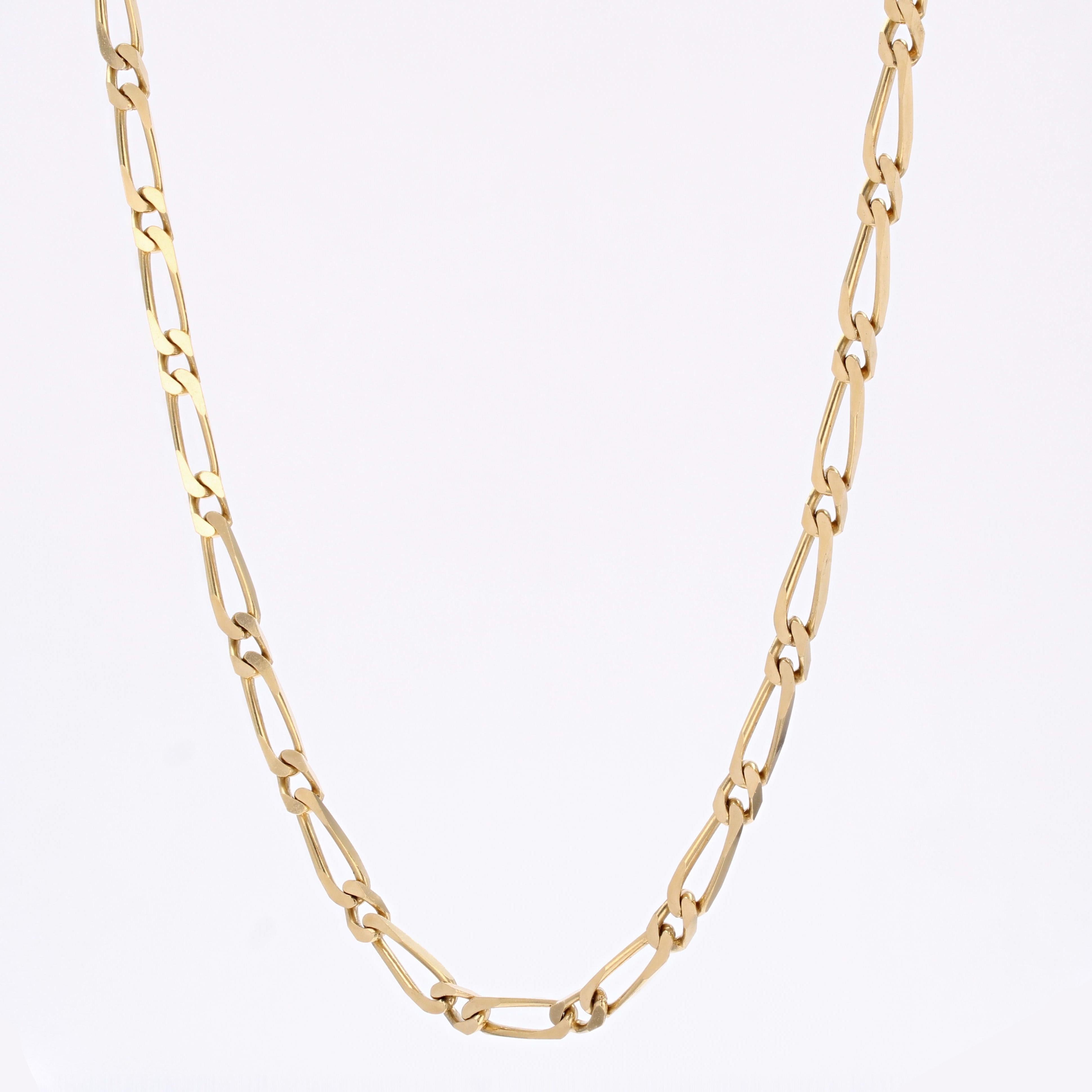 Collier moderne français en or jaune 18 carats à maillons alternés Unisexe en vente