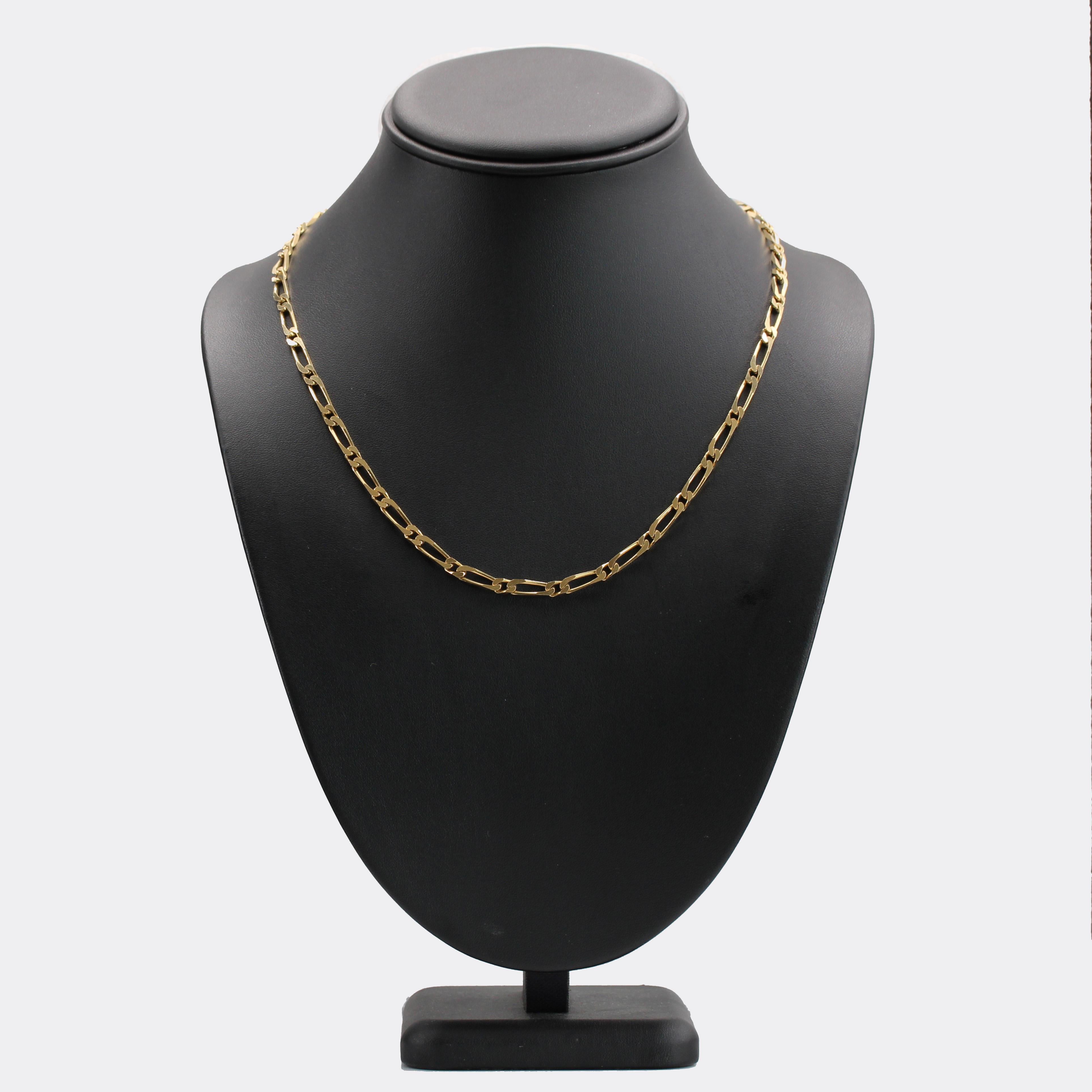 Collier moderne français en or jaune 18 carats à maillons alternés en vente 1