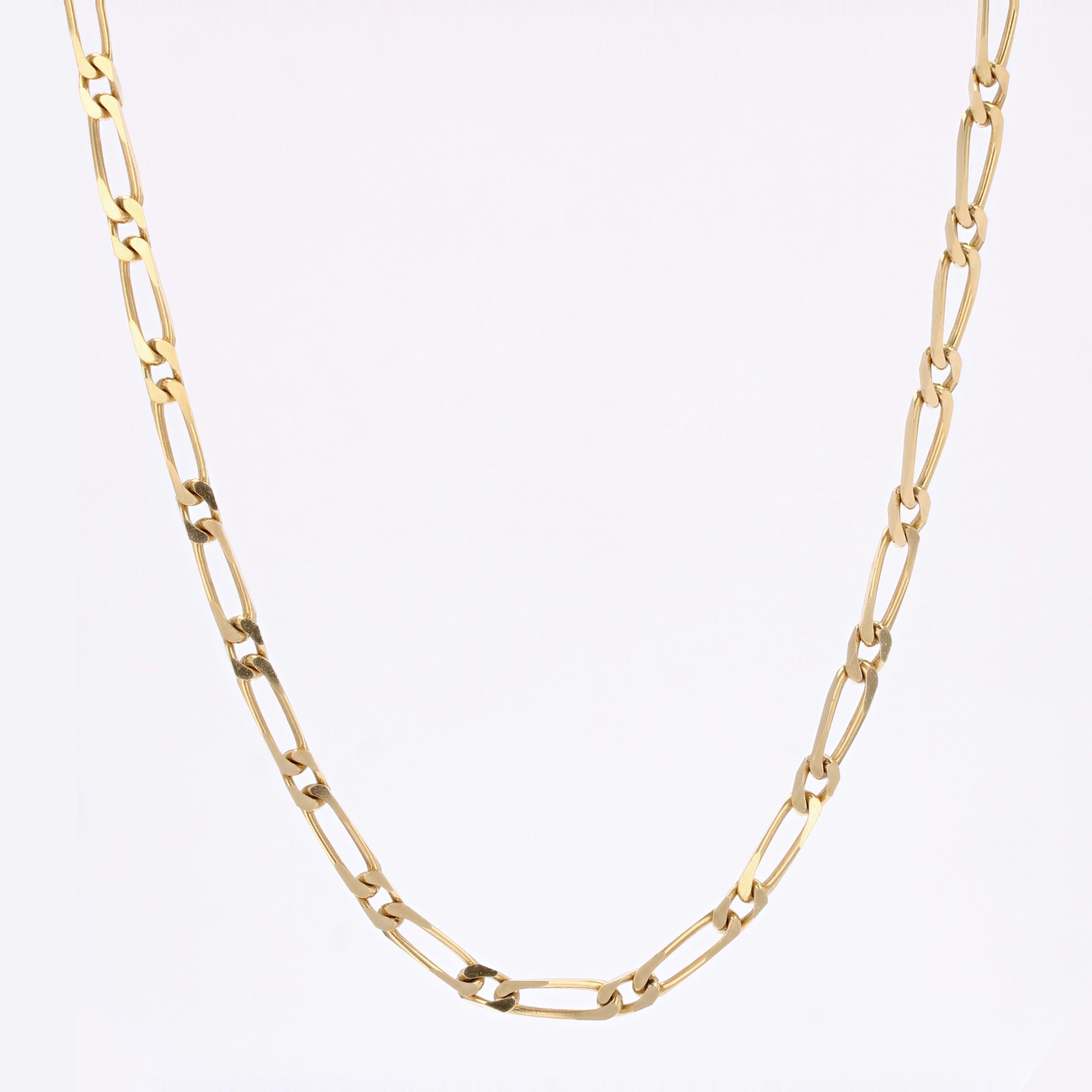 Collier moderne français en or jaune 18 carats à maillons alternés en vente 2