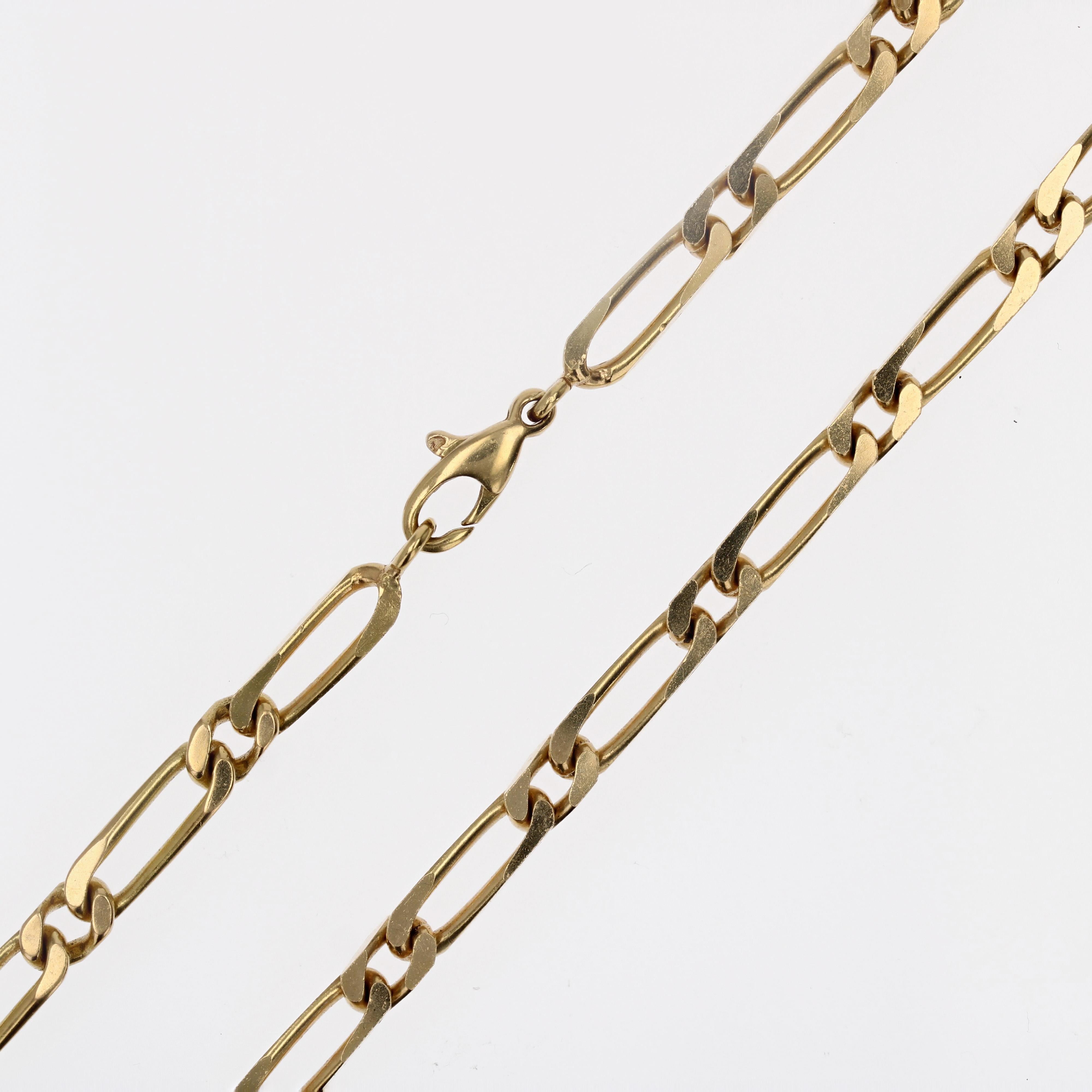 Collier moderne français en or jaune 18 carats à maillons alternés en vente 3