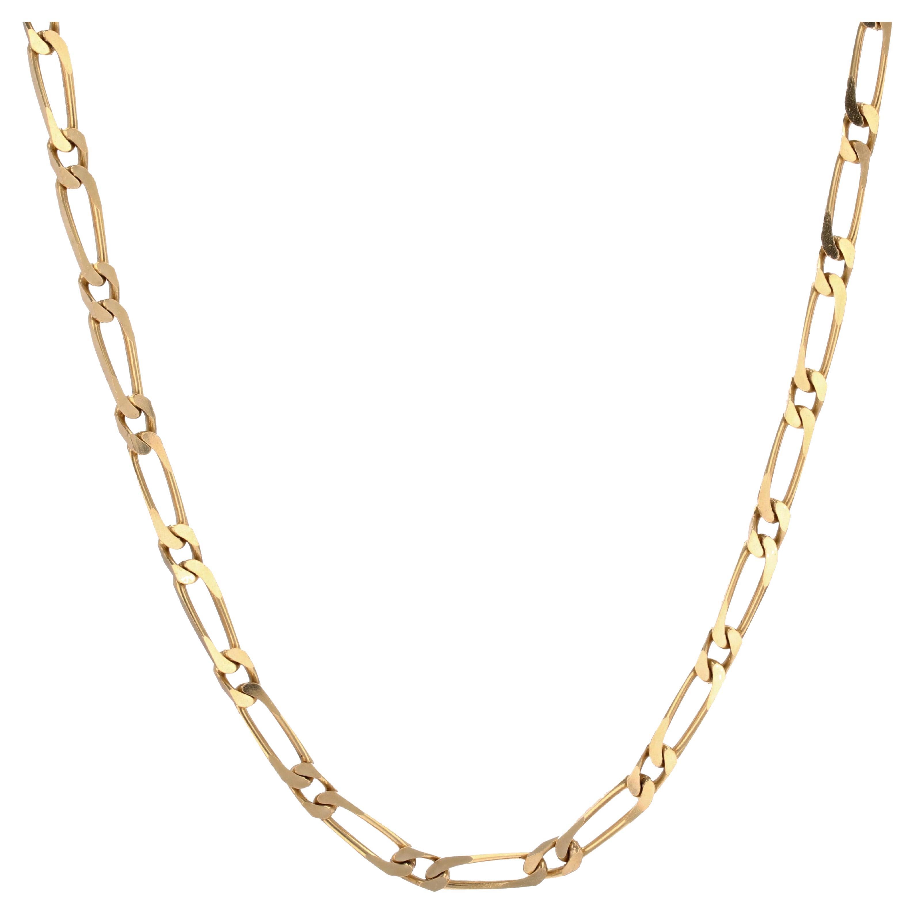 Französische moderne 18 Karat Gelbgold Filed Alternating Curb Kette Halskette