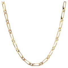 Collier moderne français en or jaune 18 carats à maillons alternés