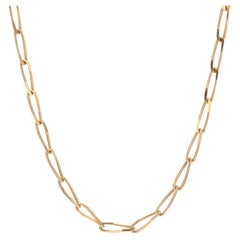 French Modern 18 Karat Yellow Gold Filed Rectangular Large Curb Chain Necklace