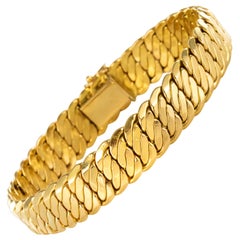 French Modern 18 Karat Yellow Gold Flat Curb Bracelet