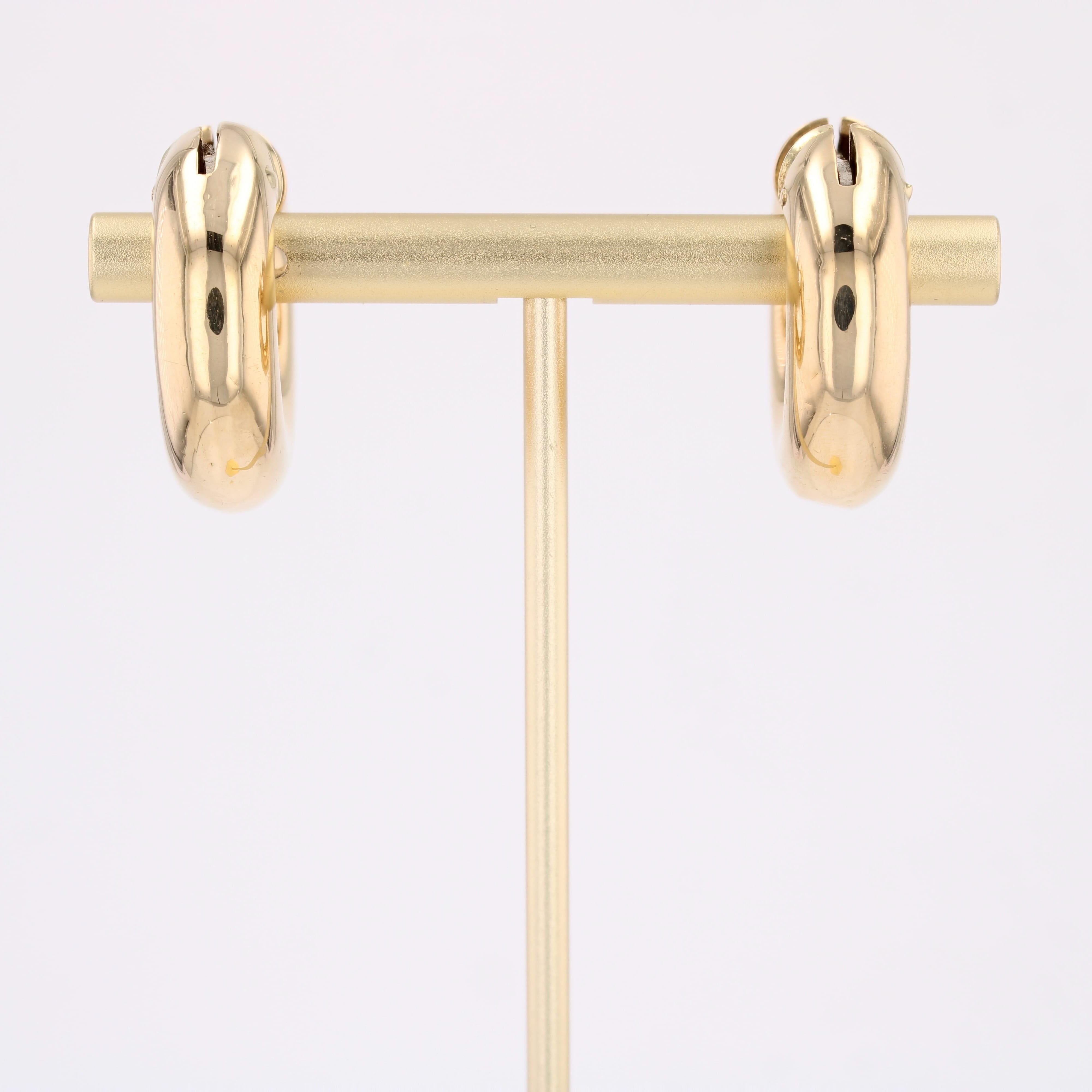 Orecchini moderni francesi a cerchio in oro giallo 18 carati in vendita 5