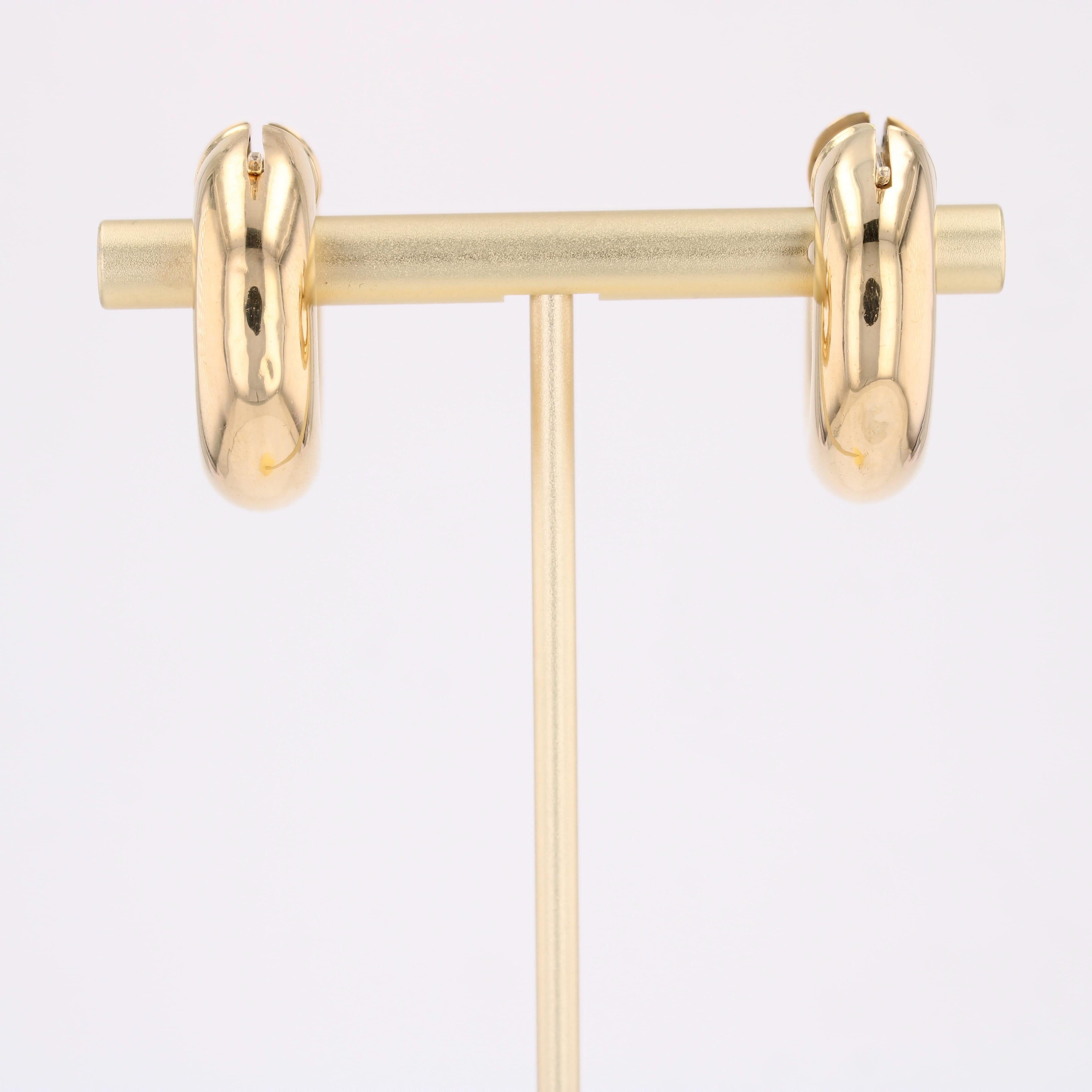 Orecchini moderni francesi a cerchio in oro giallo 18 carati in vendita 1