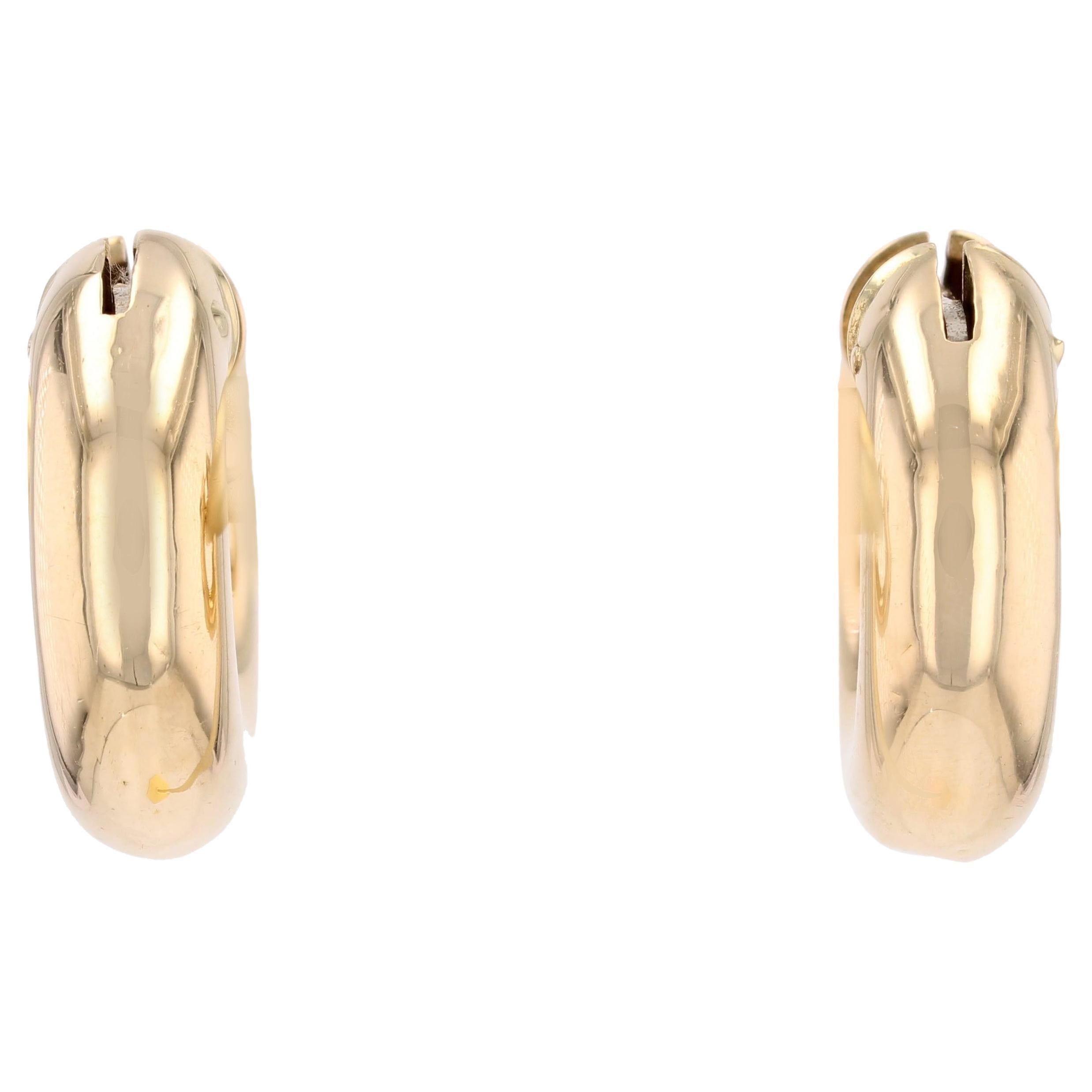 Orecchini moderni francesi a cerchio in oro giallo 18 carati