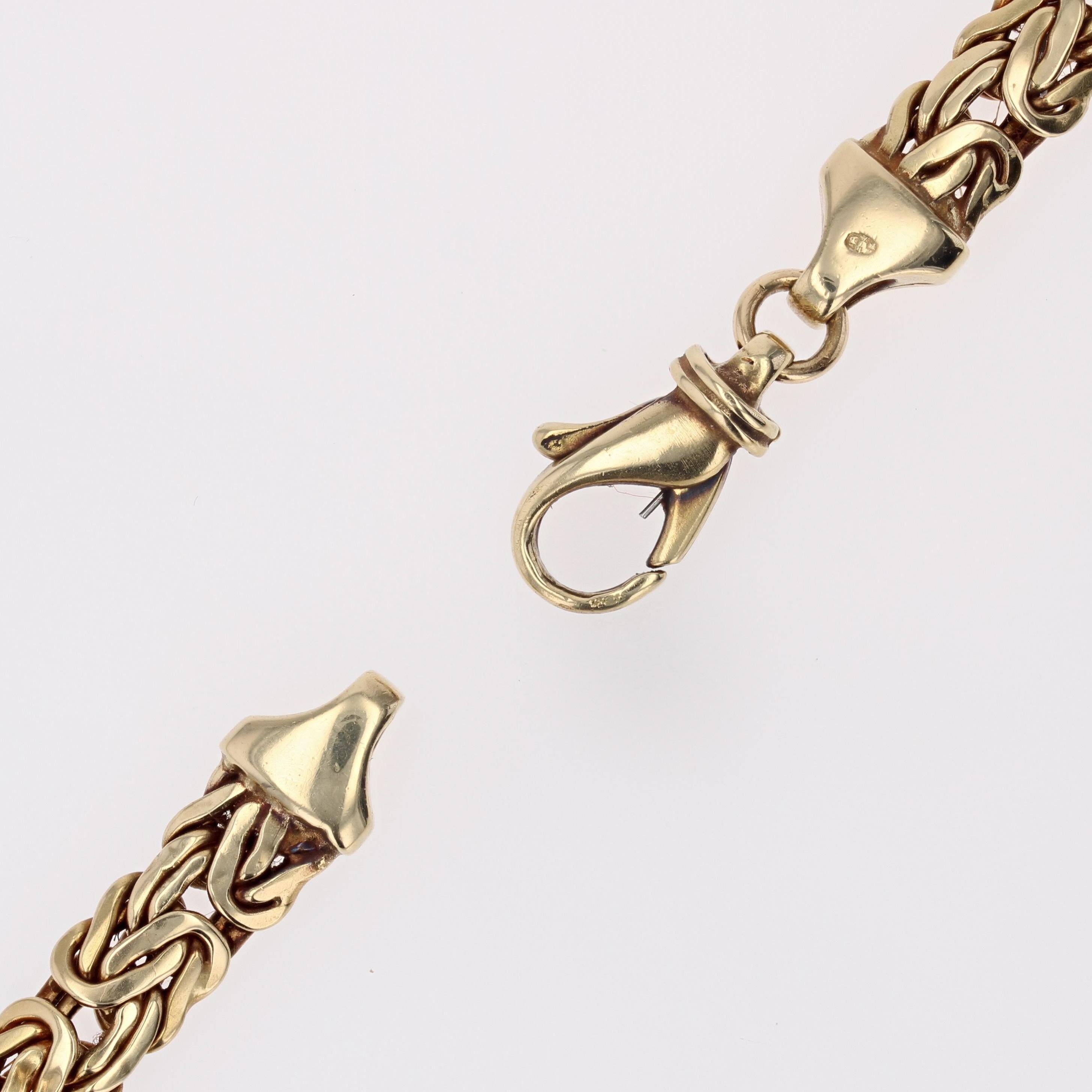 Collana moderna francese a maglia piatta intrecciata in oro giallo 18 carati in vendita 5