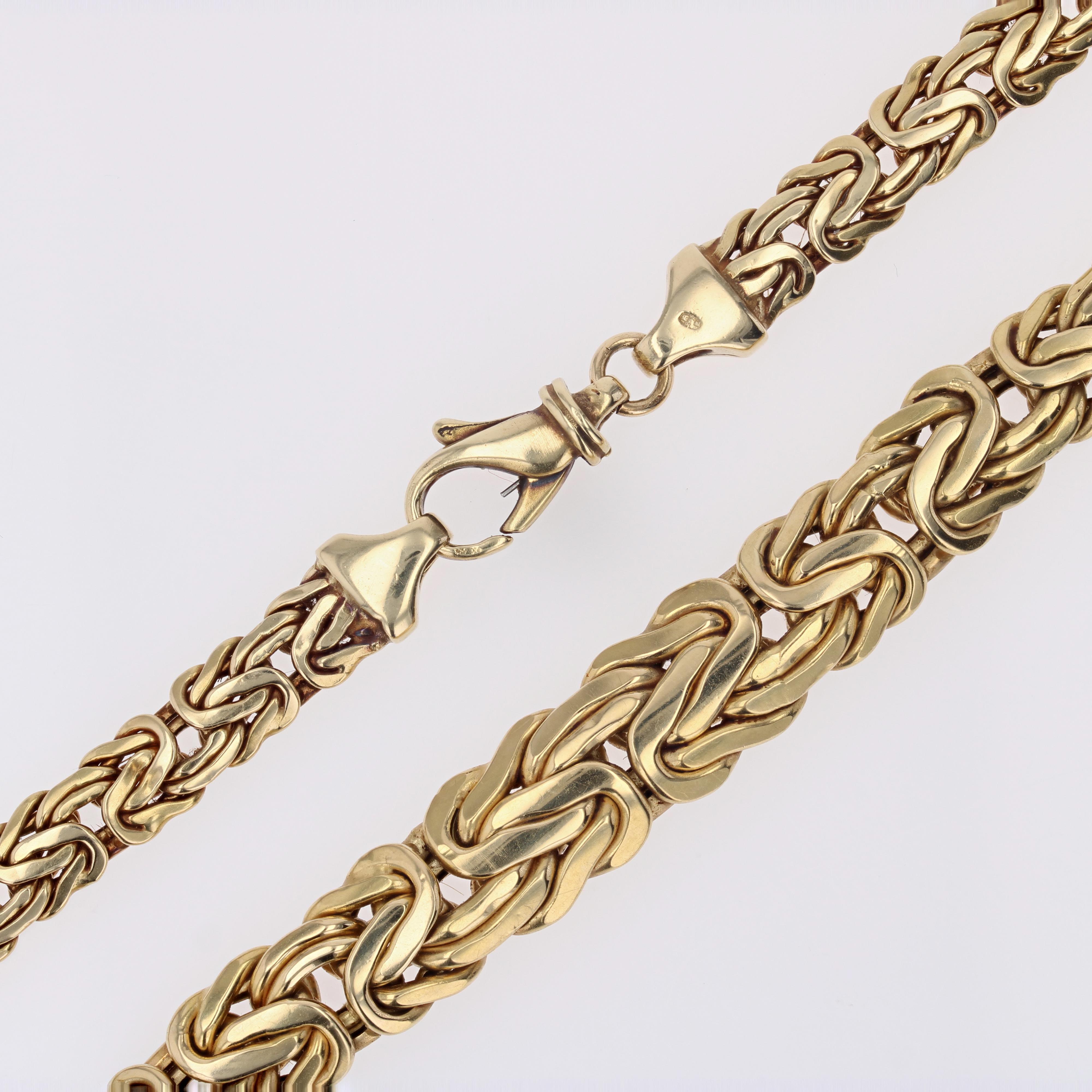 Collana moderna francese a maglia piatta intrecciata in oro giallo 18 carati in vendita 6