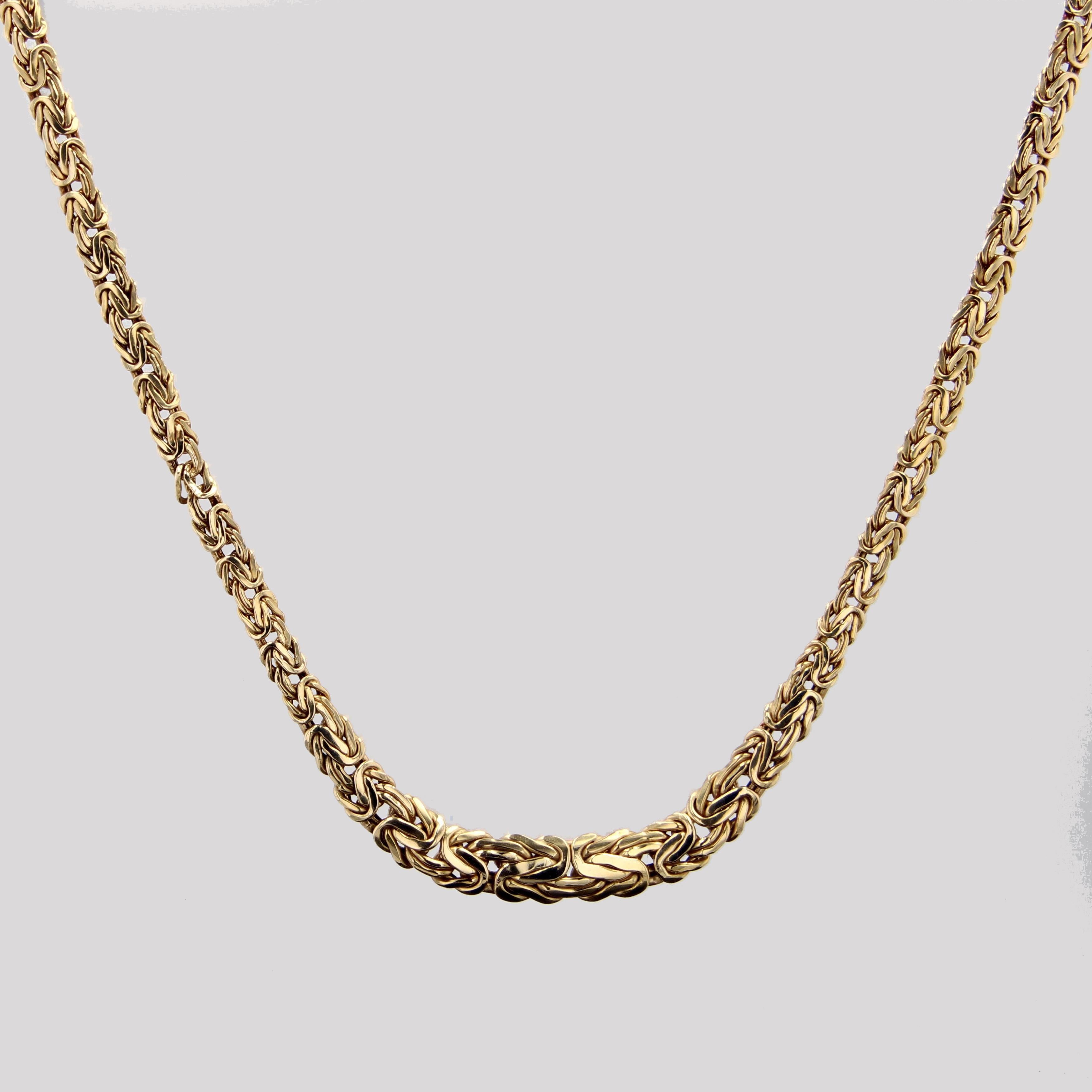 French Modern 18 Karat Yellow Gold Interlaced Flat Mesh Necklace For Sale 8