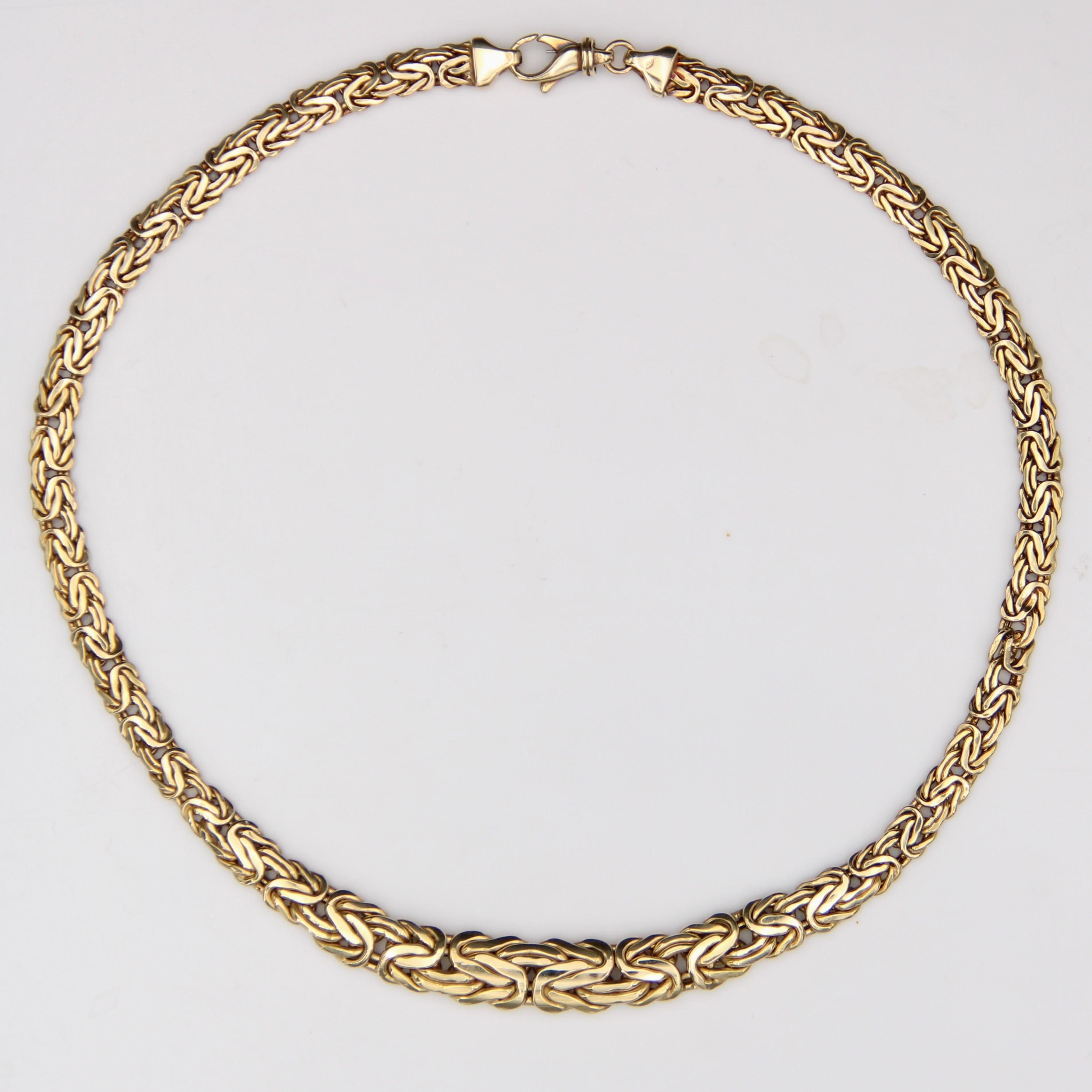 Moderno Collana moderna francese a maglia piatta intrecciata in oro giallo 18 carati in vendita