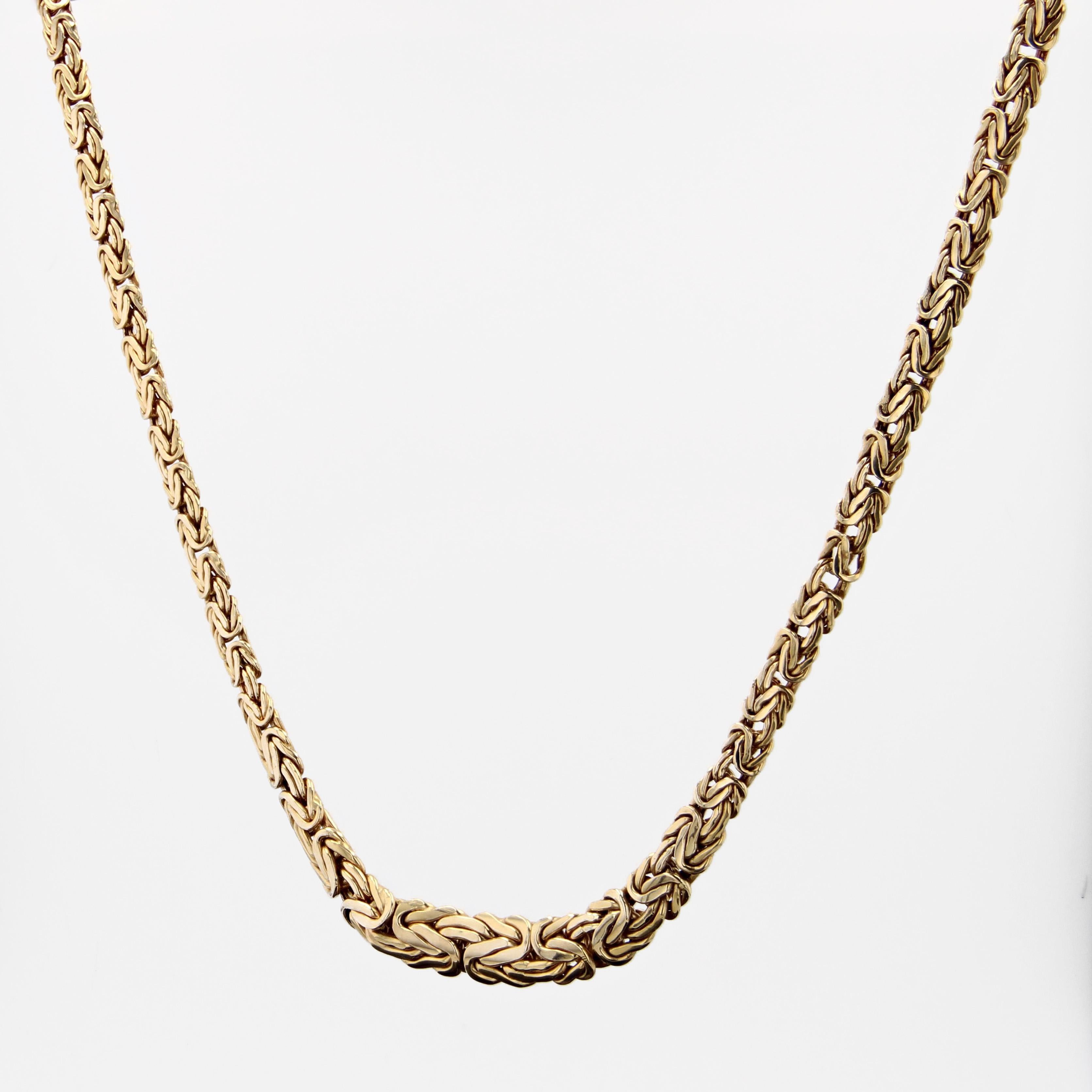 Collana moderna francese a maglia piatta intrecciata in oro giallo 18 carati in vendita 1