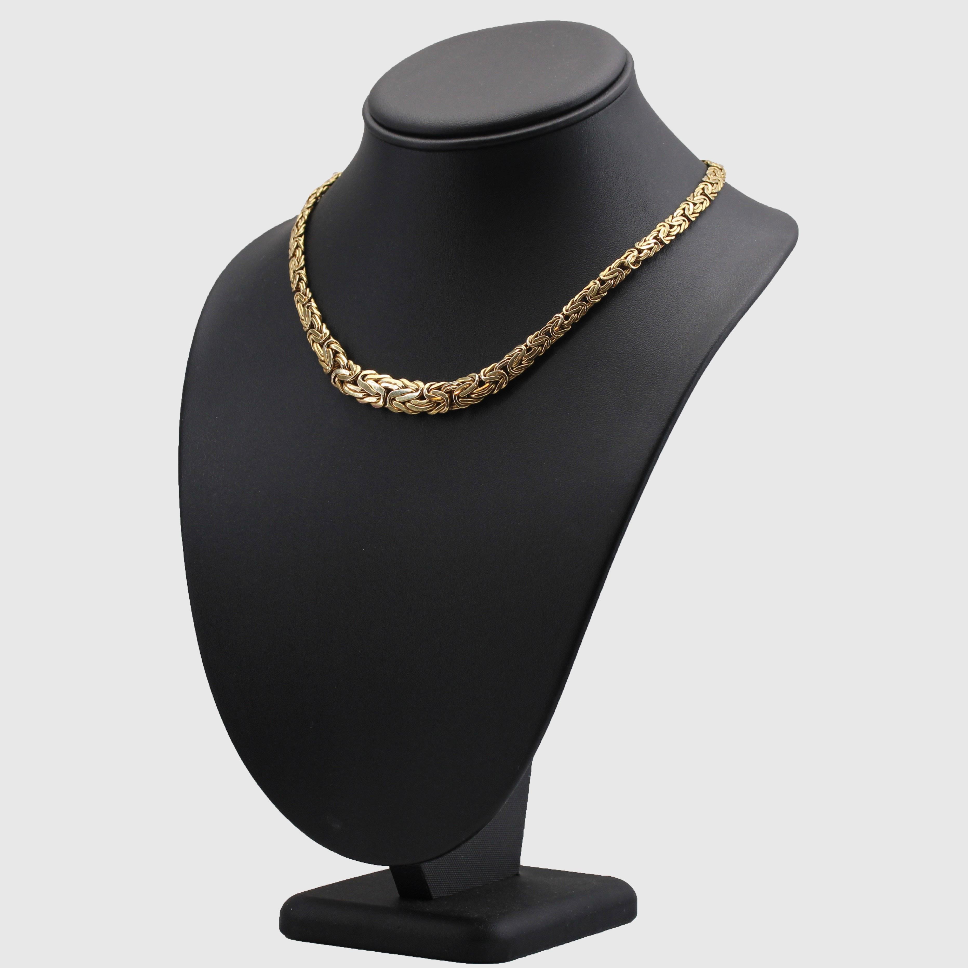 Collana moderna francese a maglia piatta intrecciata in oro giallo 18 carati in vendita 2