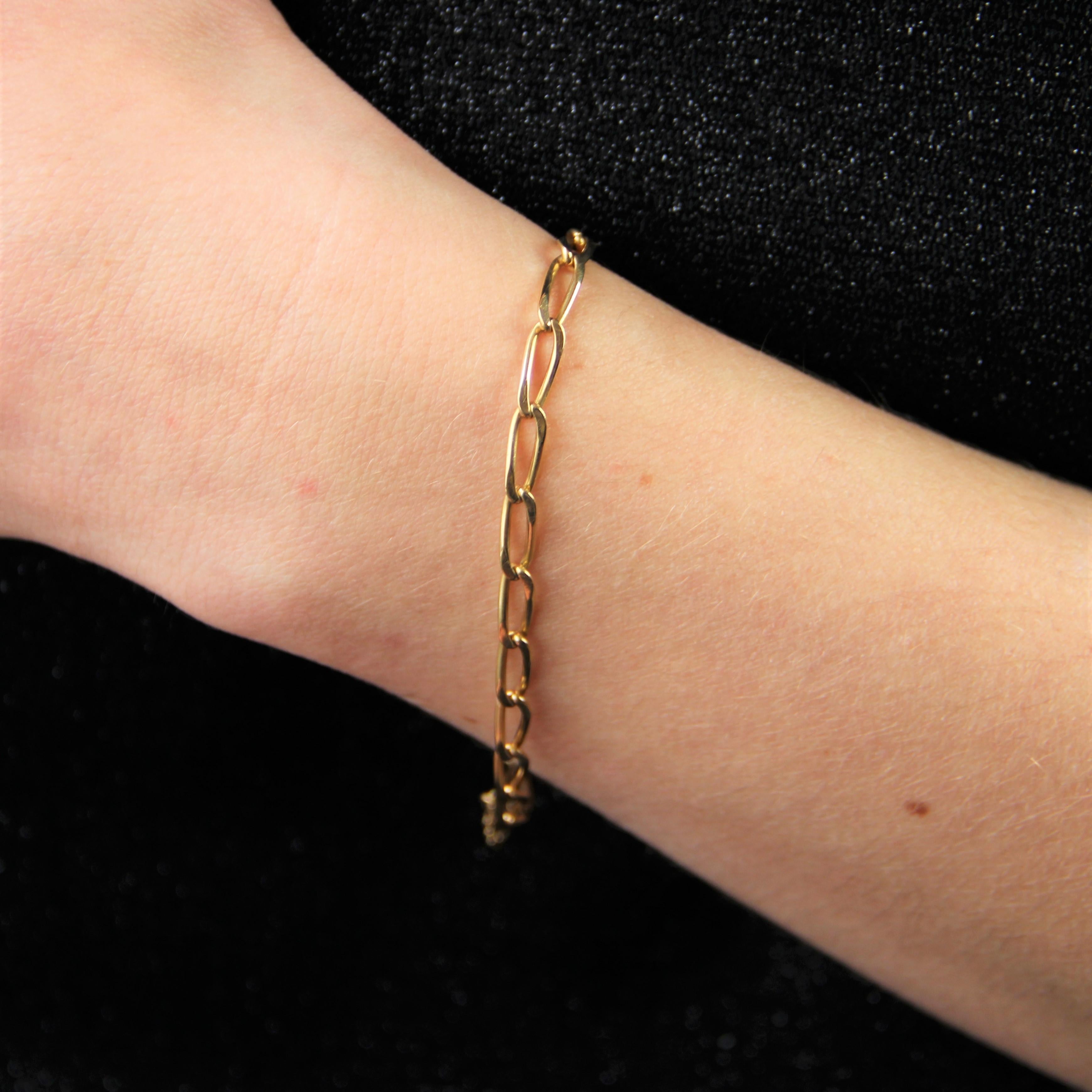 Women's French, Modern 18 Karat Yellow Gold Rectangular Links Curb Bracelet For Sale