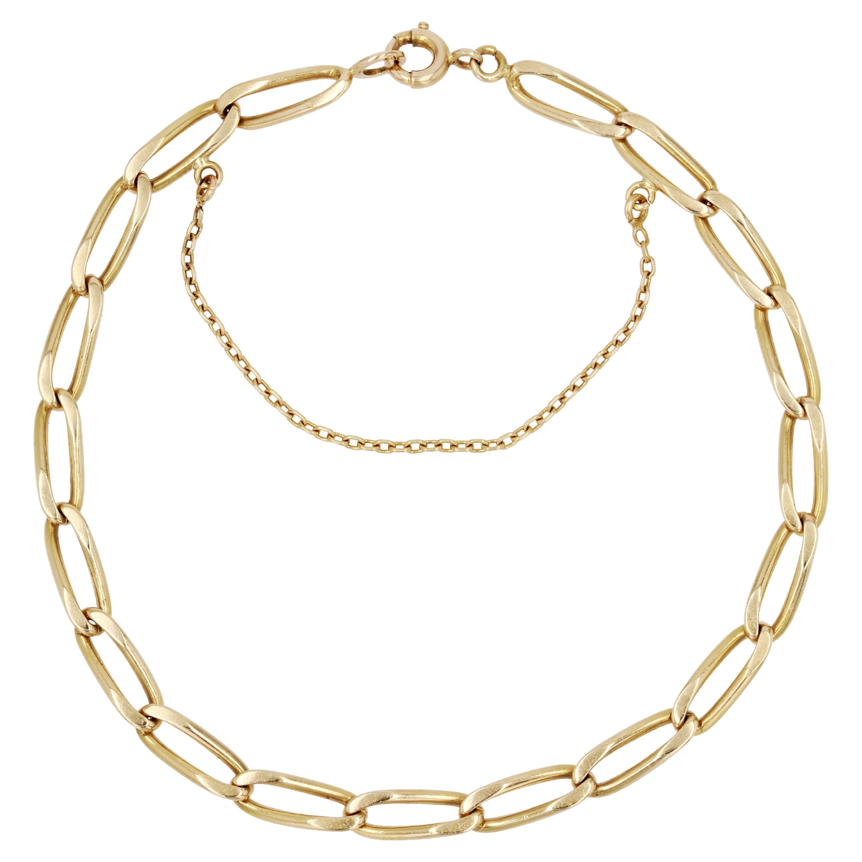 Bracelet à maillons rectangulaires en or jaune 18 carats de style français moderne