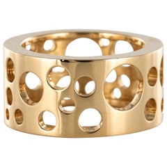 French Modern 18 Karat Rose Gold Pierced Men's Ring