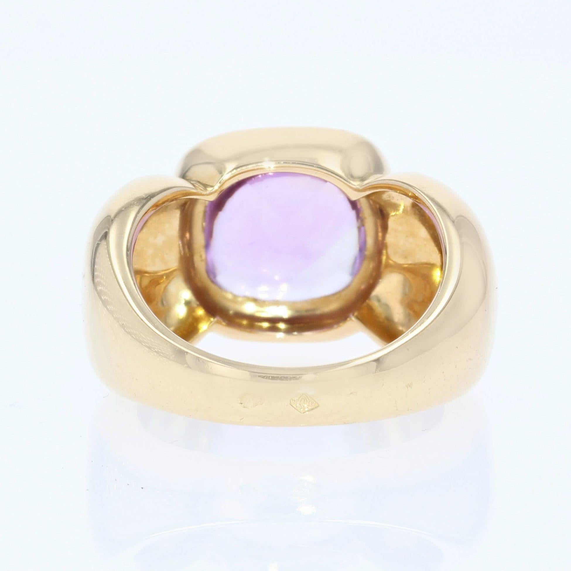 French Modern 3.60 Cartas Amethyst 18 Karat Yellow Gold Bangle Ring For Sale 6